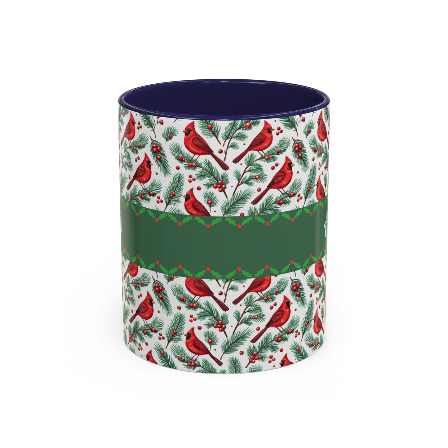 Personalized Holiday Coffee Mug, Festive Cardinal Mug, Custom Name Mug, Christmas Gift, Winter Decor, Drinkware