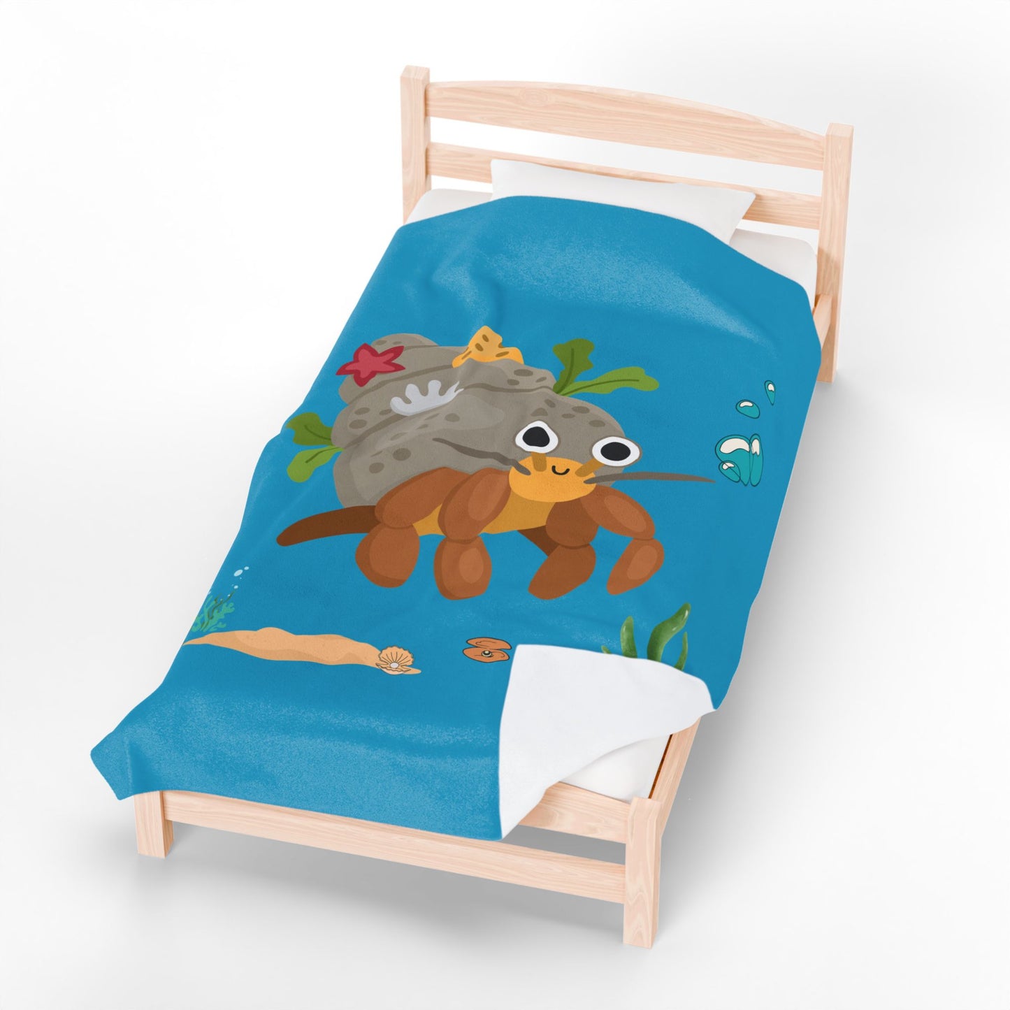 Hermit crab with shell underwater Velveteen Plush Blanket