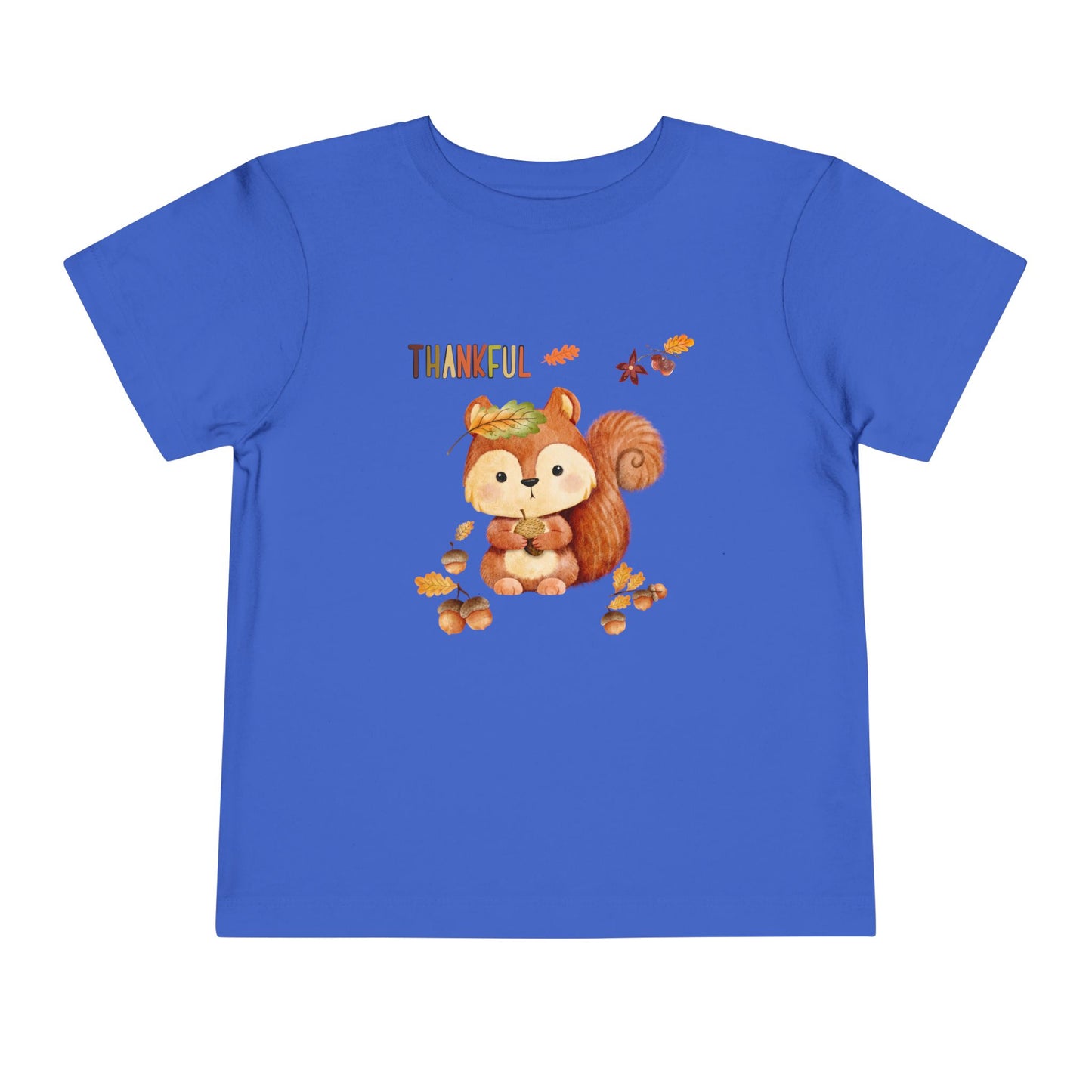 Toddler Short Sleeve Tee - Thankful Squirrel Design, Kids Fall T-Shirt, Thanksgiving Gift, Cute Toddler Apparel, Autumn Outfit