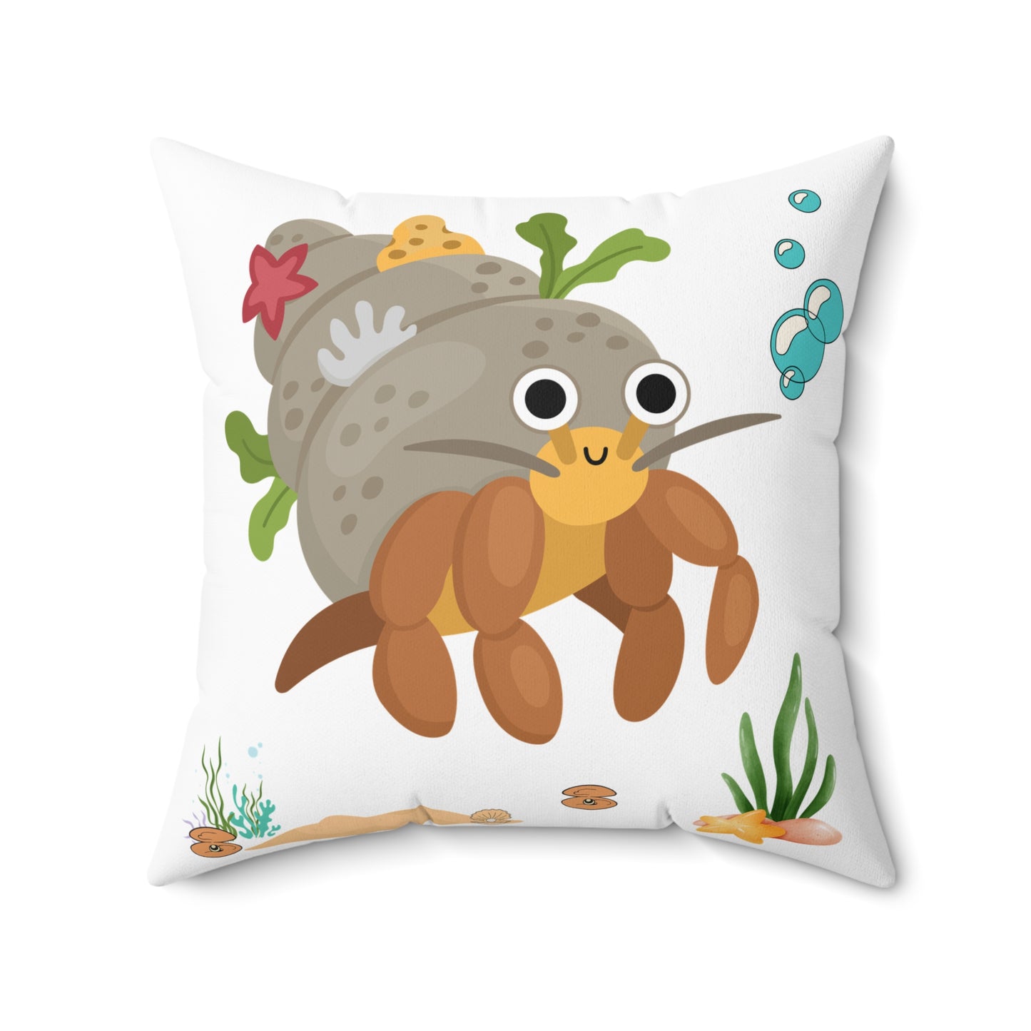 Hermit crab with shell underwater Spun Polyester Square Pillow