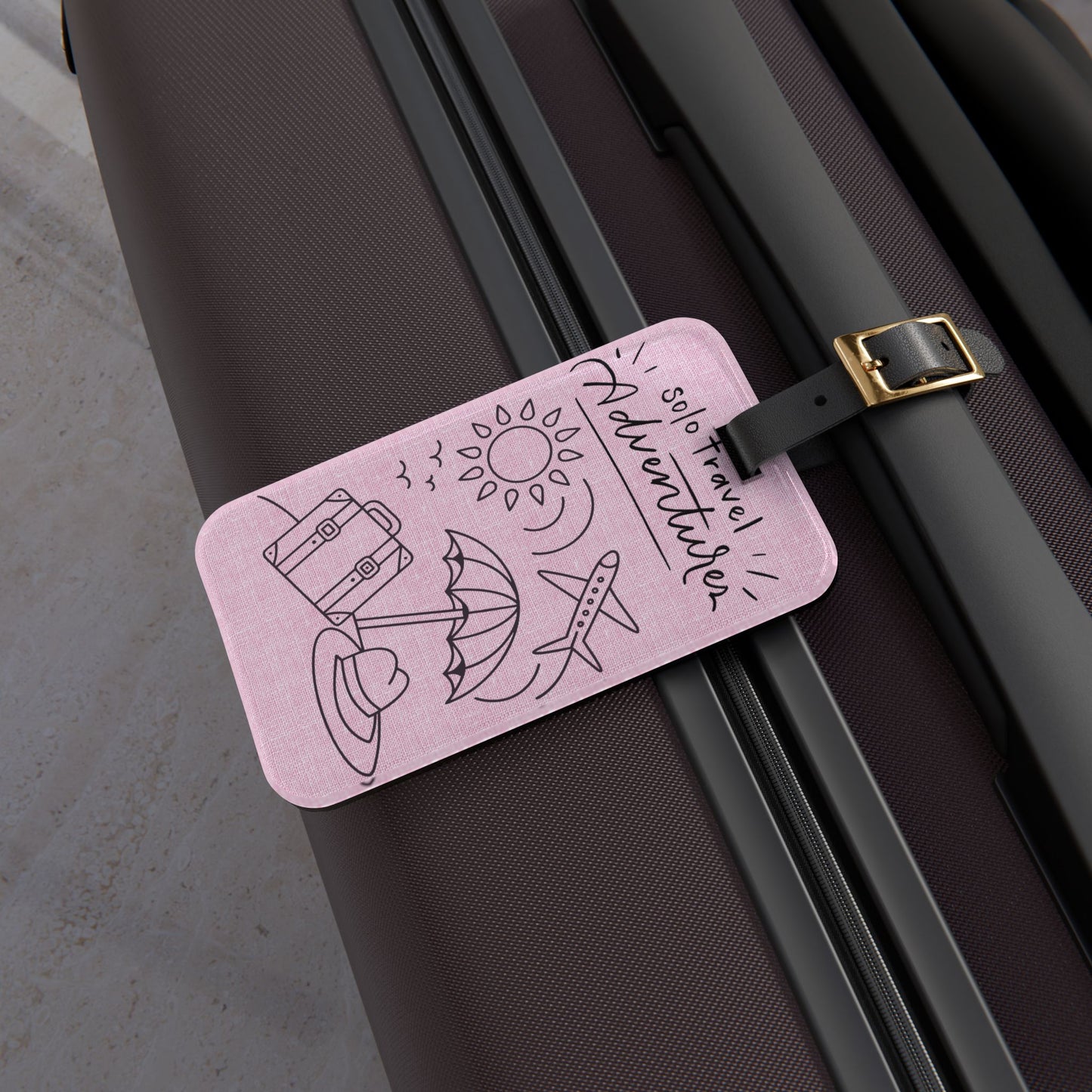 Solo Travel Adventurer Luggage Tag – Pink Passport Bag Identifier
