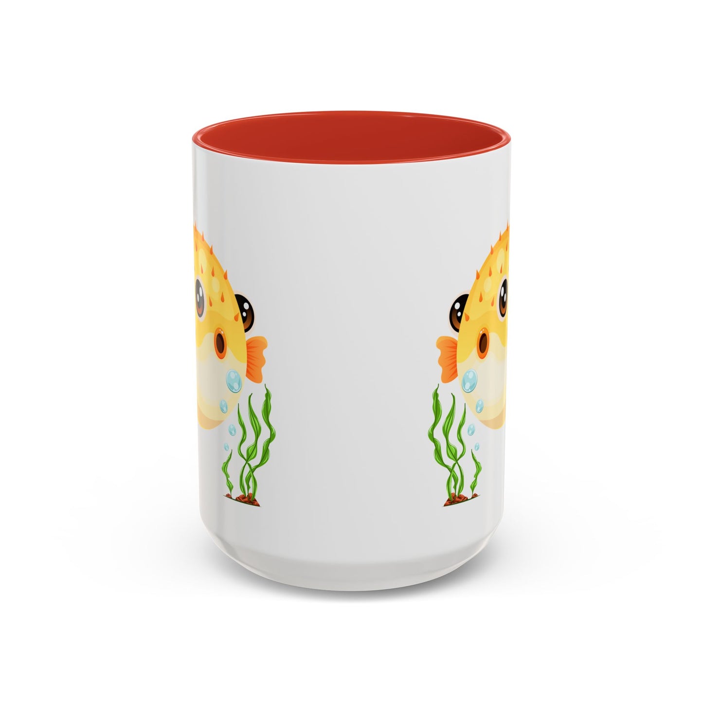 Cartoon Pufferfish with seaweed Coffee Mug