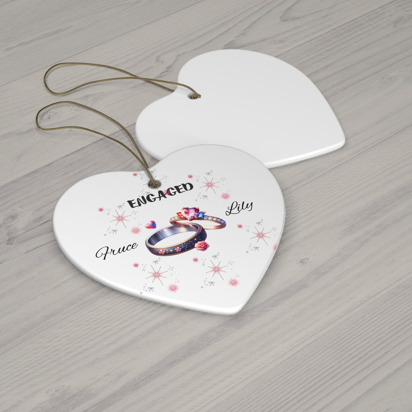 Heart-Shaped Engagement Ornament - Perfect Gift for Couples, Wedding Decor, Holiday Keepsake, Engagement Celebration, Personalized Love