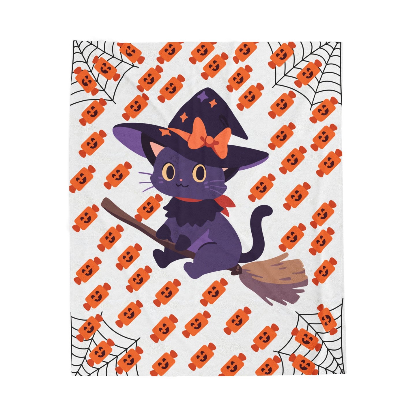 Whimsical Halloween Cat Blanket - Cozy Soft Plush Throw for Fall Decor, Gift for Cat Lovers, Spooky Season, Kids Room, Cozy Movie Nights