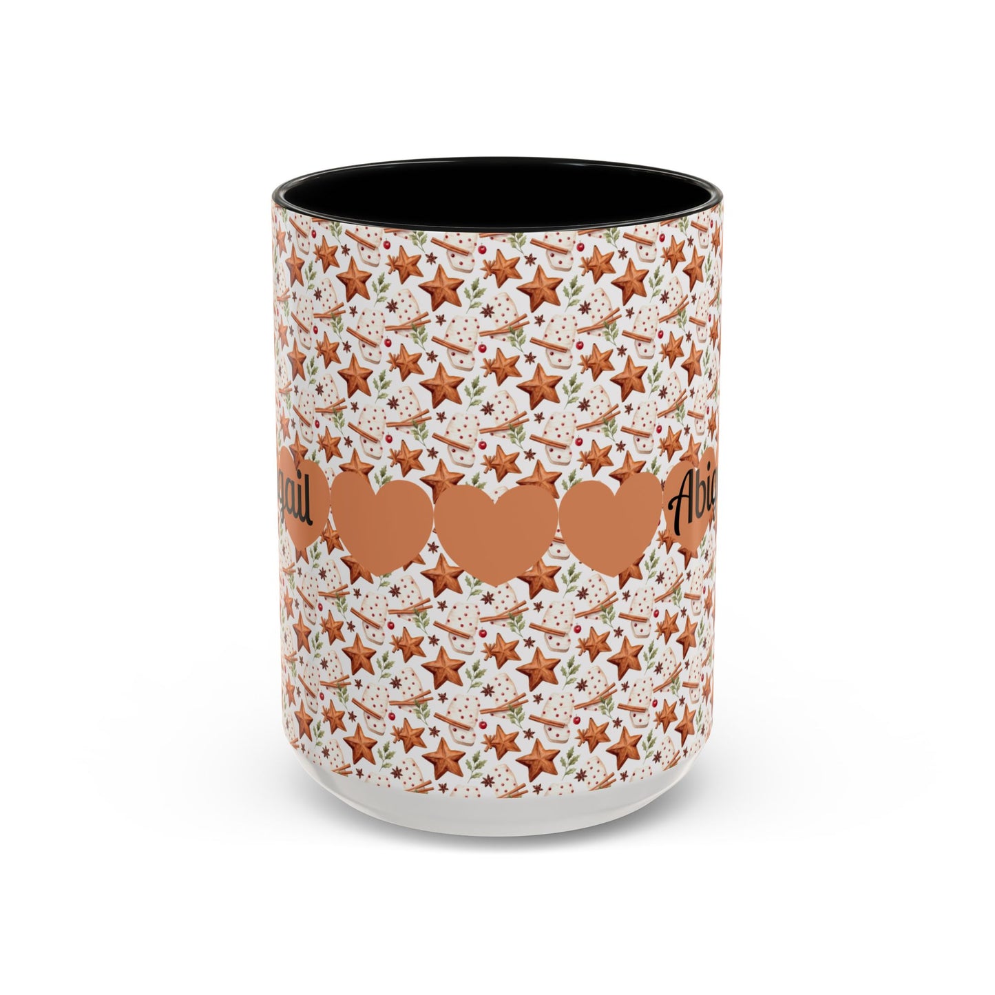 Personalized Accent Coffee Mug - Custom Gift, Floral Design, Heart Motif, Perfect for Birthdays, Anniversaries, Holidays