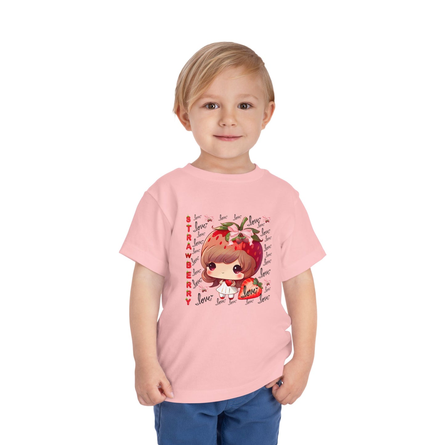 Cute Strawberry Love Toddler Tee, Baby Summer Shirt, Kids Gift, Fruit Graphic Tee, Toddler Outfit, Birthday Gift