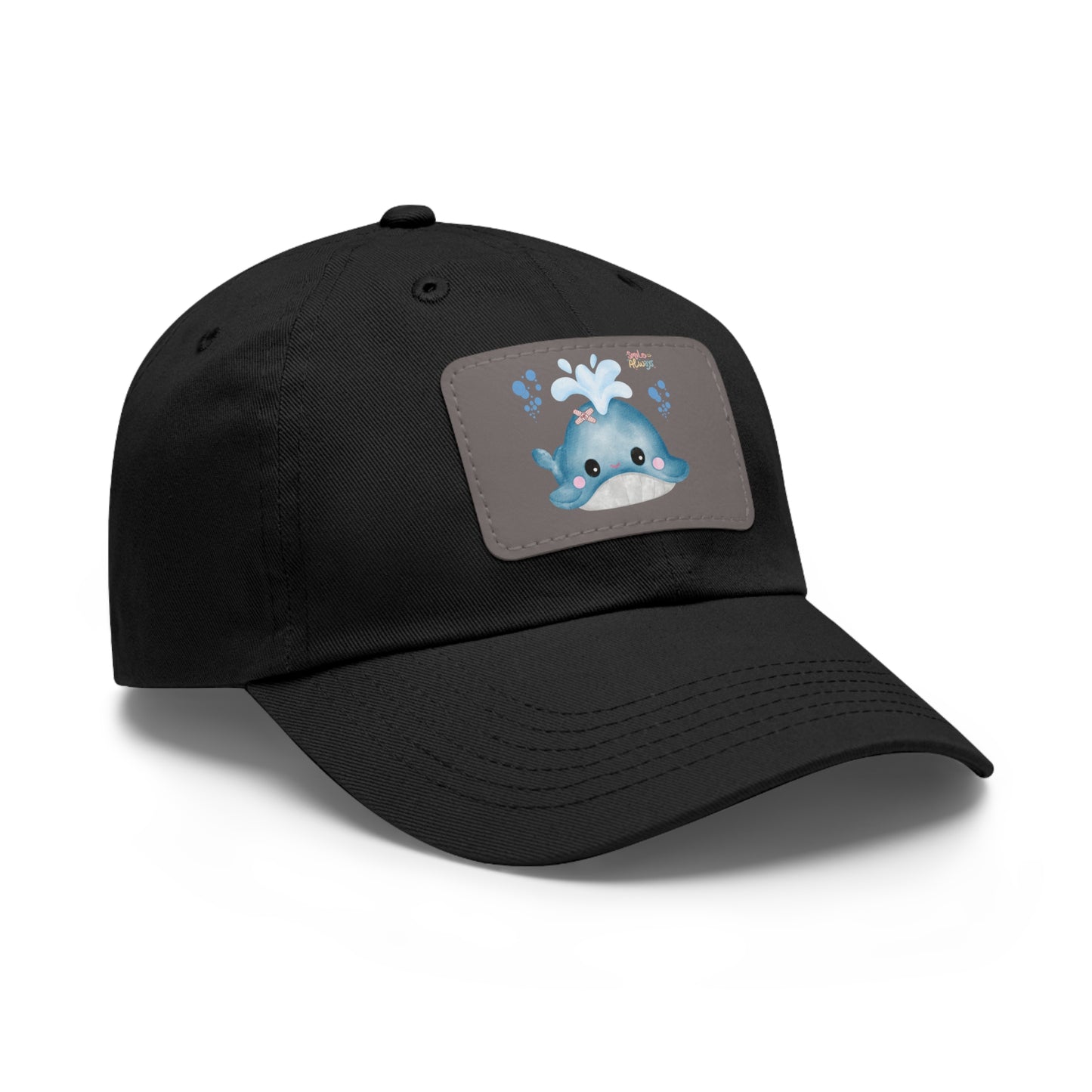 Whale with a bandage and bubble Dad Hat with Leather Patch (Rectangle)