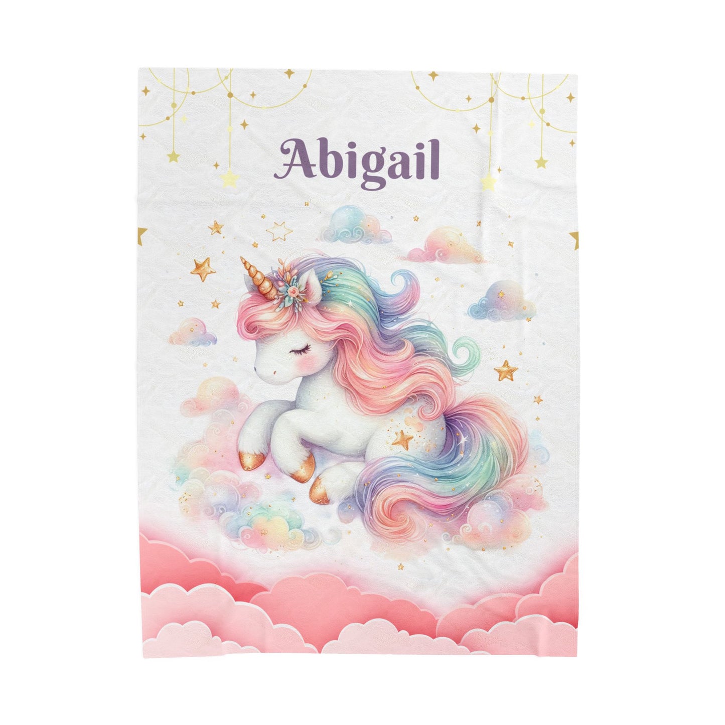 Unicorn Dream Velveteen Blanket, Personalized Cozy Blanket, Baby Shower Gift, Kids Room Decor, Magical Unicorn Gift