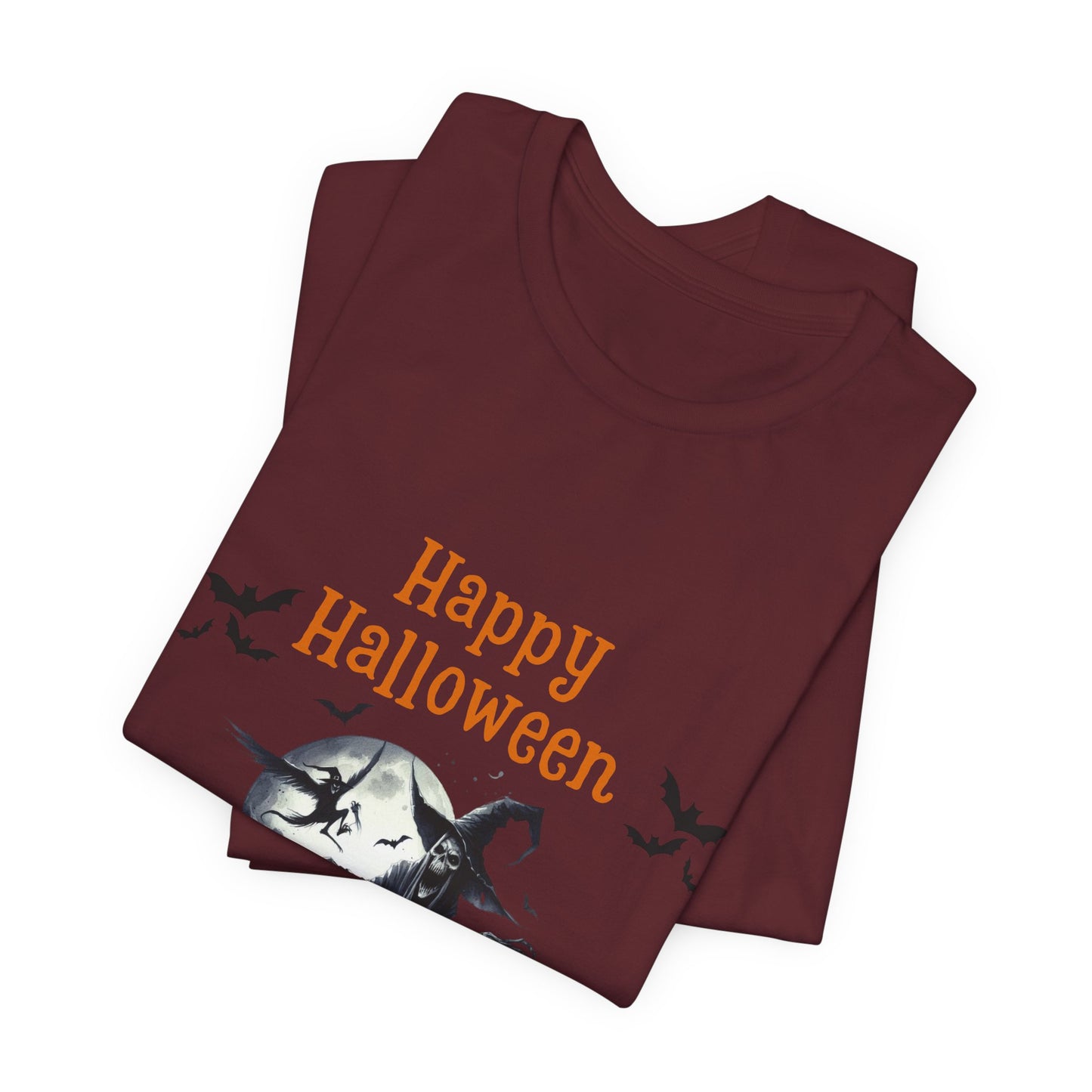Happy Halloween Unisex Tee, Spooky T-Shirt, Halloween Gift, Fall Wardrobe Essential, Ghosts and Ghouls Vibe
