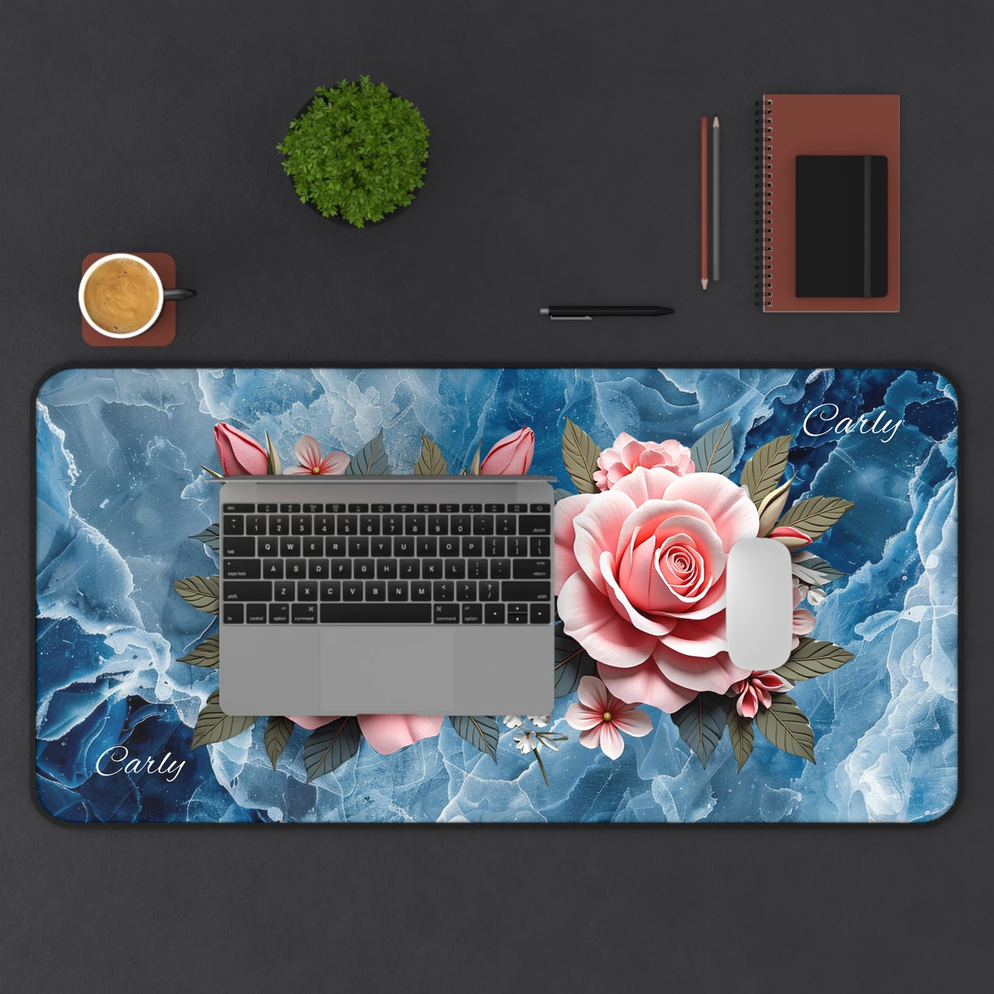 Floral Desk Mat Perfect for Home Office, Gaming, or Study - Elegant Rose Design, Mouse Pad, Desk Accessory, Gift Idea