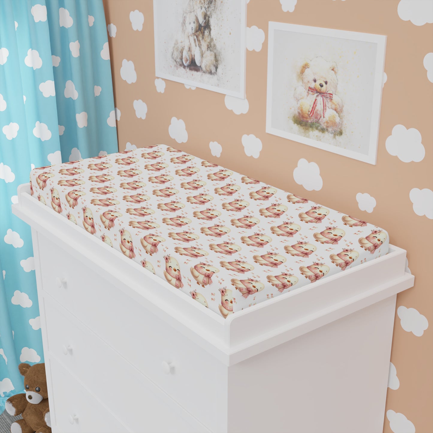 Baby Changing Pad Cover - Cute Watercolor Fox Pattern, Soft Fitted Nursery Bedding