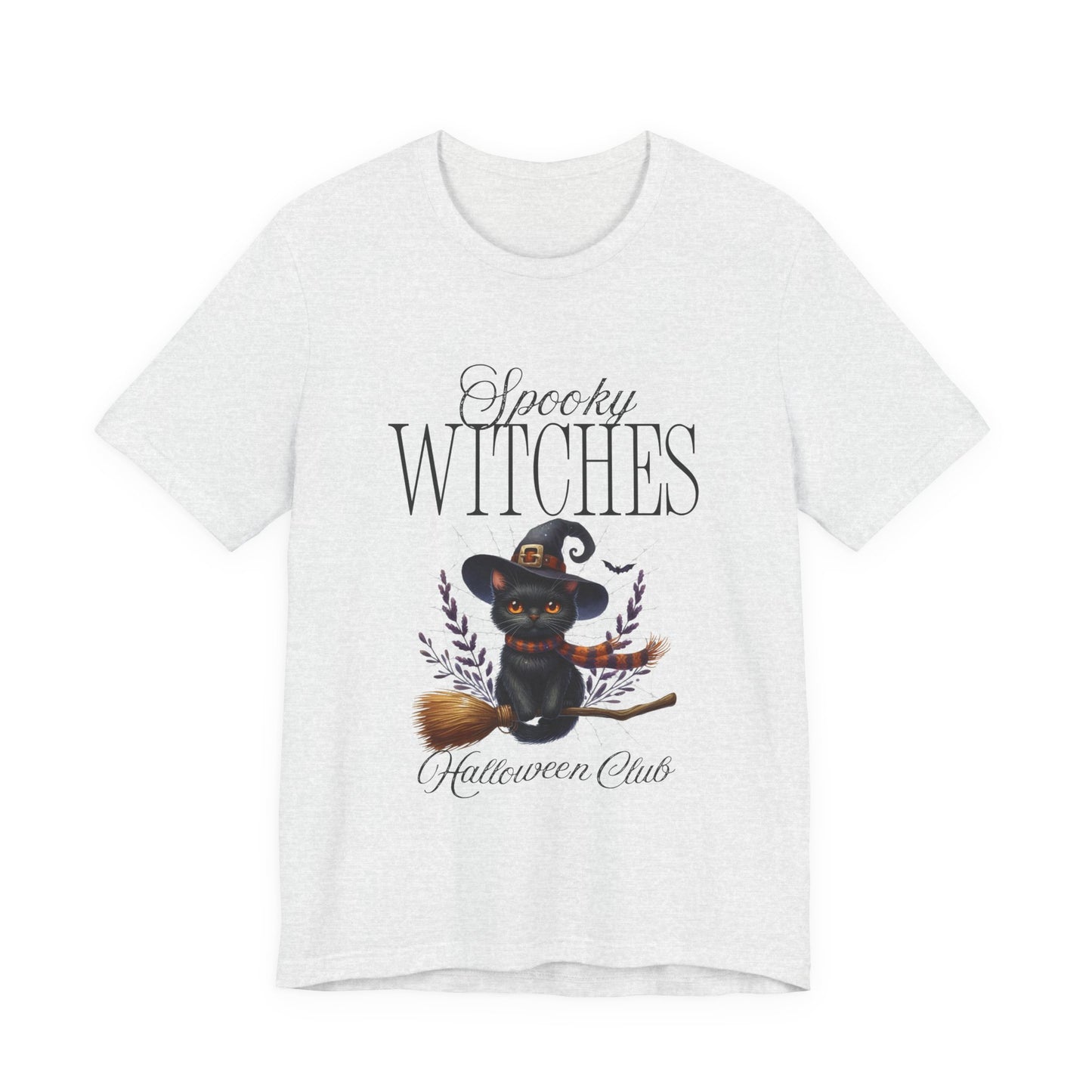 Spooky Witches Halloween Tee, Unisex Short Sleeve Shirt, Witch T-Shirt, Halloween Costume Top, Cat Lovers Gift, Fall Fashion