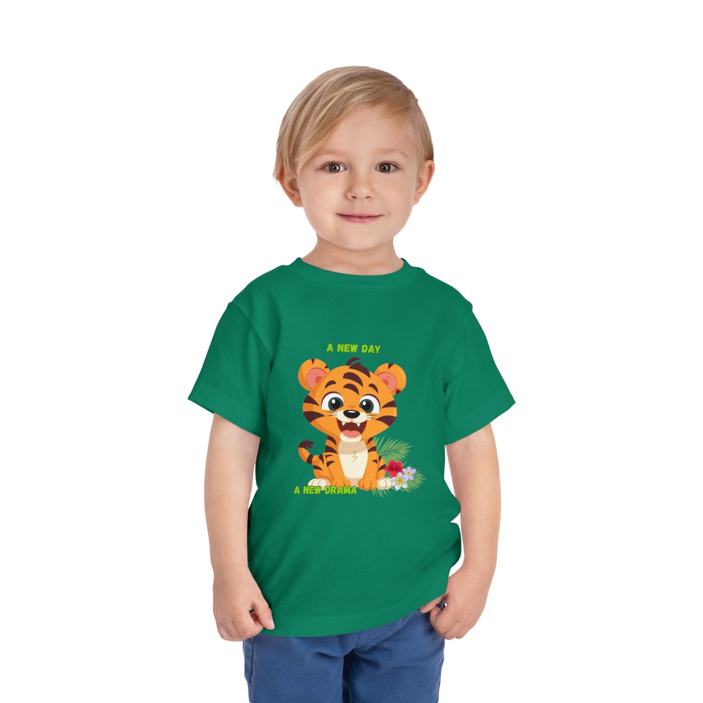 Adorable Toddler Tiger Tee, Cute Animal Tee for Kids, Birthday Gift, Playtime Shirt, Baby Shower Gift, A New Day A New Cheer