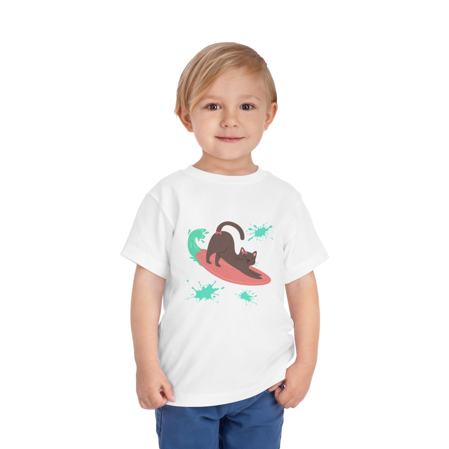 Surfing Cat Toddler Tee, Cute Kids T-Shirt, Summer Wear, Pet Lover Gift, Beach Adventure Shirt