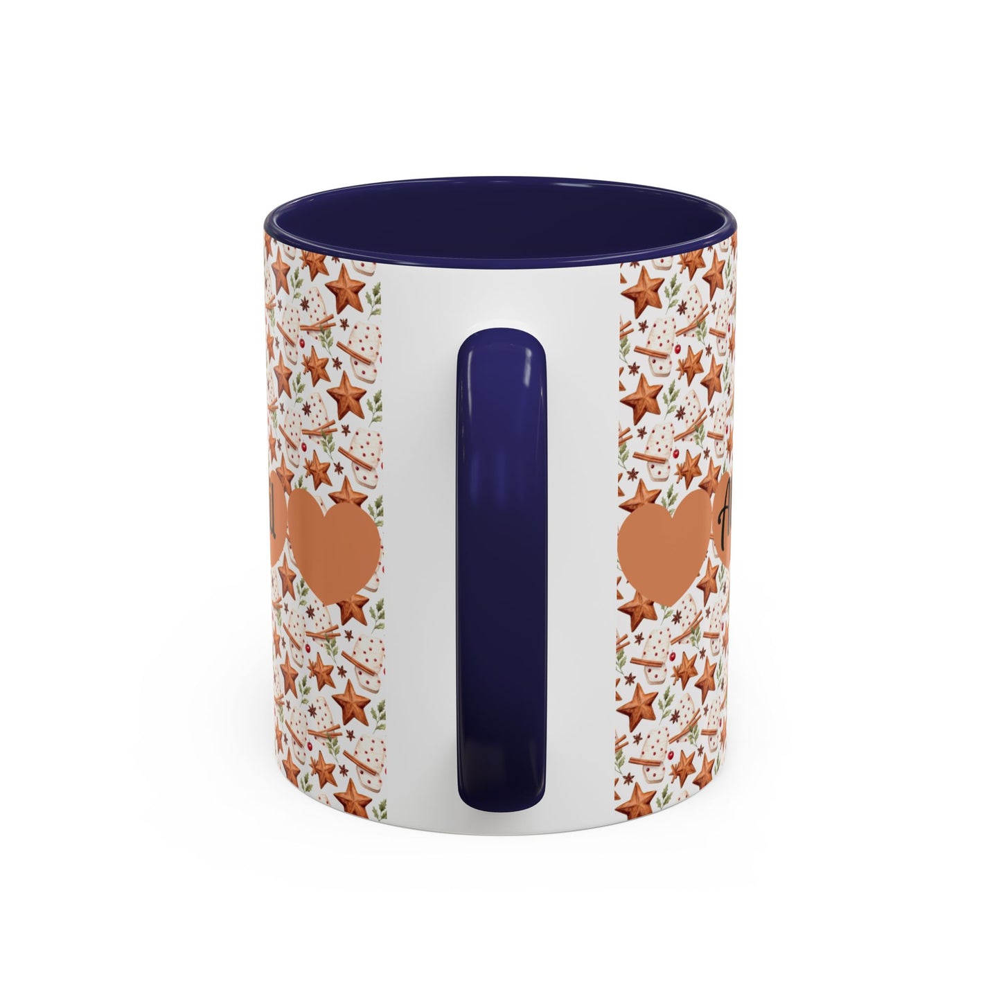 Personalized Accent Coffee Mug - Custom Gift, Floral Design, Heart Motif, Perfect for Birthdays, Anniversaries, Holidays