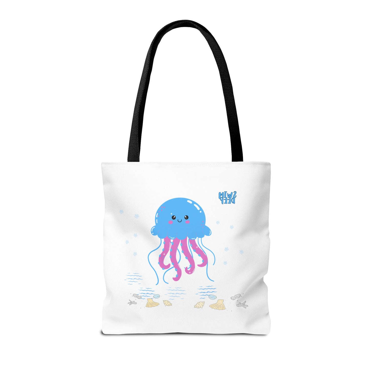Blue jellyfish with pink tentacles Tote Bag