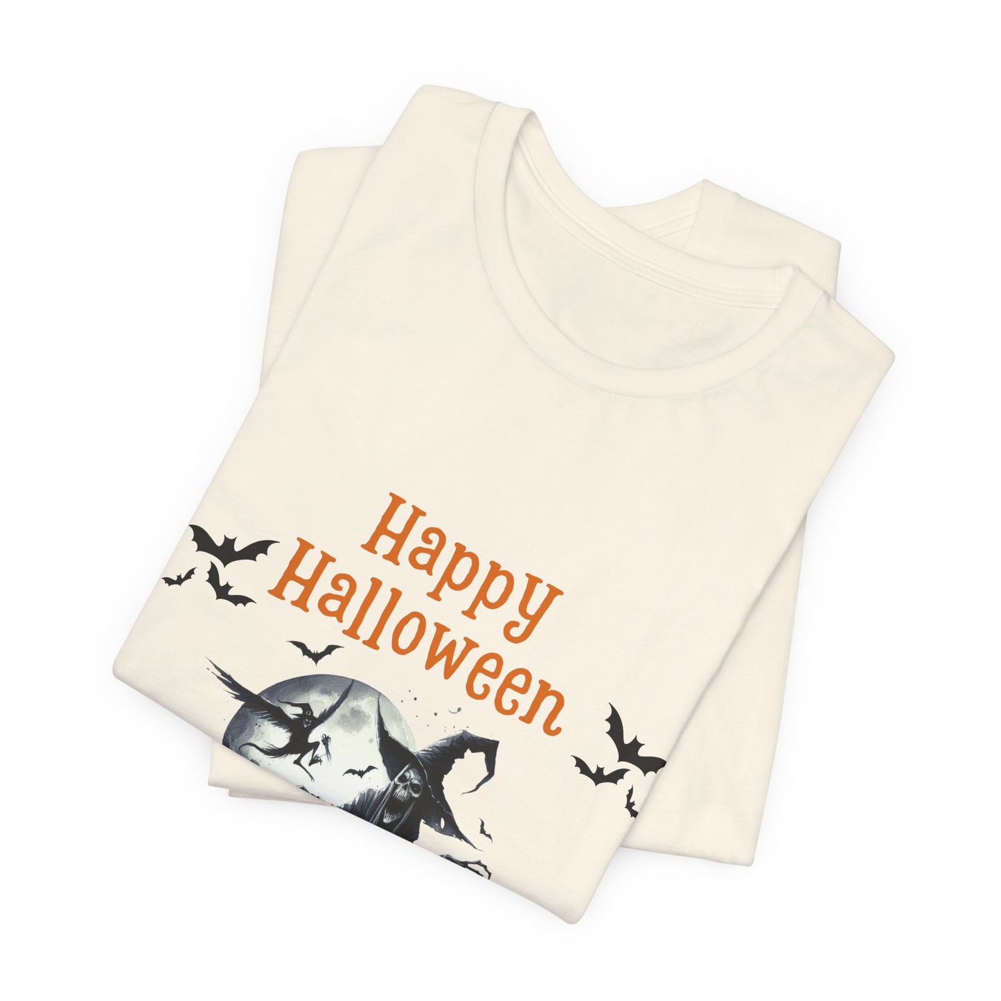 Happy Halloween Unisex Tee, Spooky T-Shirt, Halloween Gift, Fall Wardrobe Essential, Ghosts and Ghouls Vibe