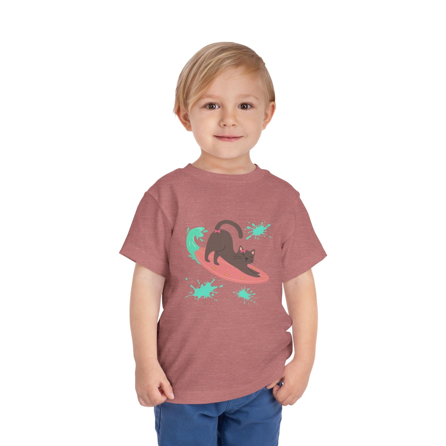 Surfing Cat Toddler Tee, Cute Kids T-Shirt, Summer Wear, Pet Lover Gift, Beach Adventure Shirt