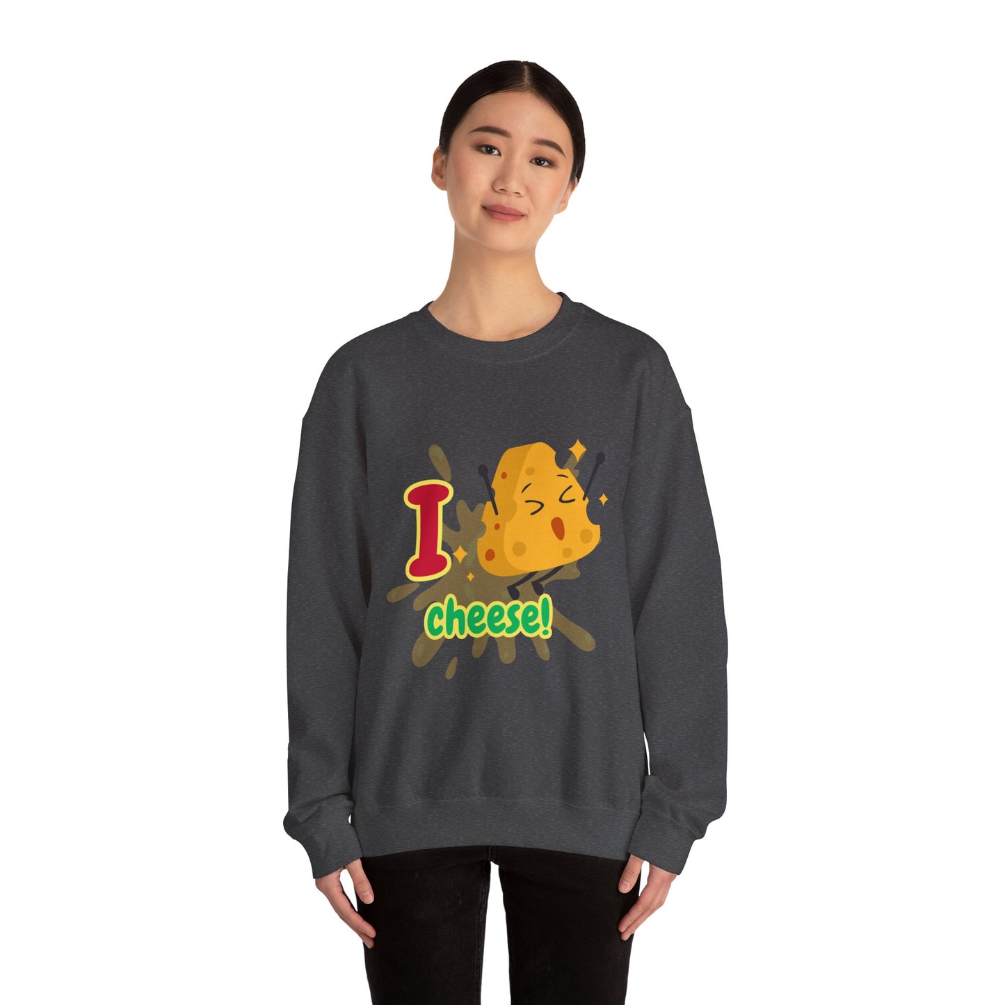 Cheesy Crewneck Sweatshirt, Funny Sweatshirt, Unisex Pullover, Comfort Clothing, Gift for Cheese Lovers, Halloween Apparel, Cozy Layer