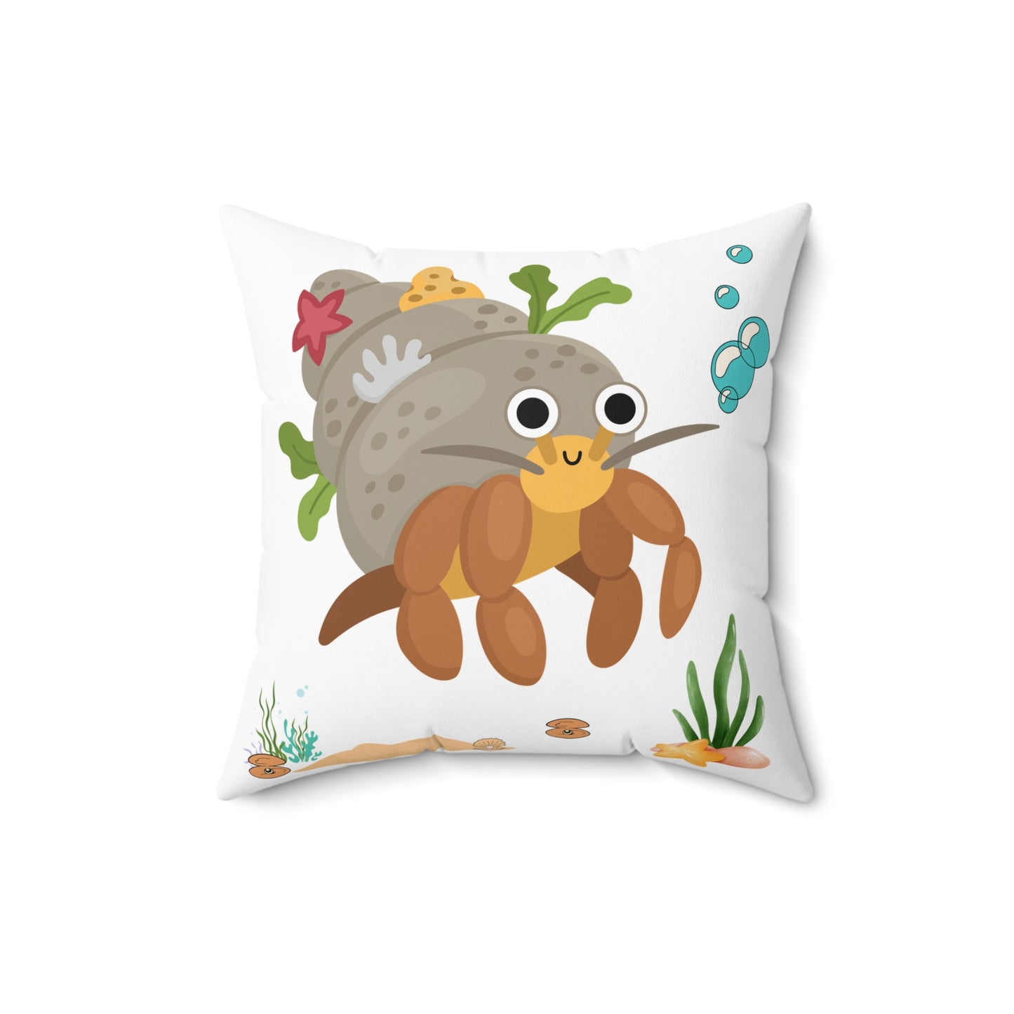 Hermit crab with shell underwater Spun Polyester Square Pillow
