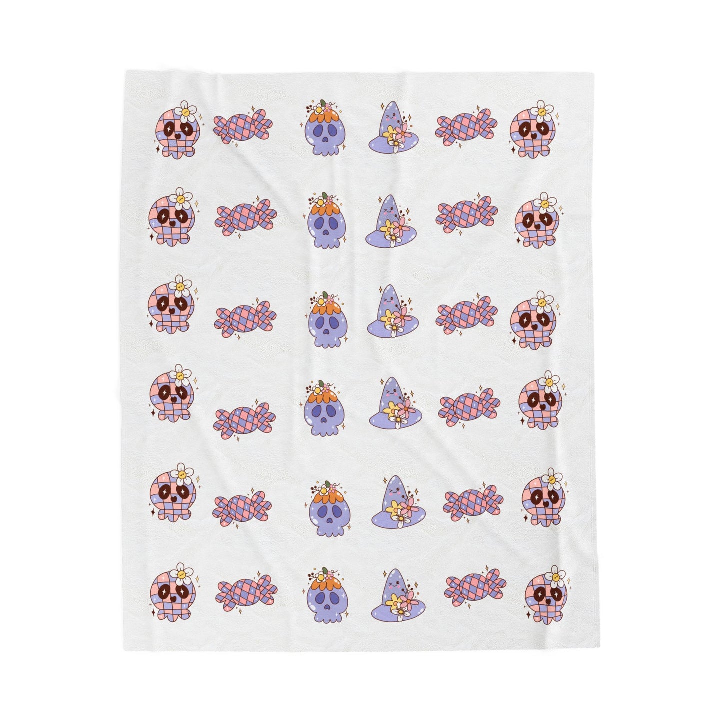 Cozy Velveteen Plush Blanket - Fun Skull & Floral Pattern, Unique Home Decor, Great Gift for Halloween, Birthdays, or Cozy Nights
