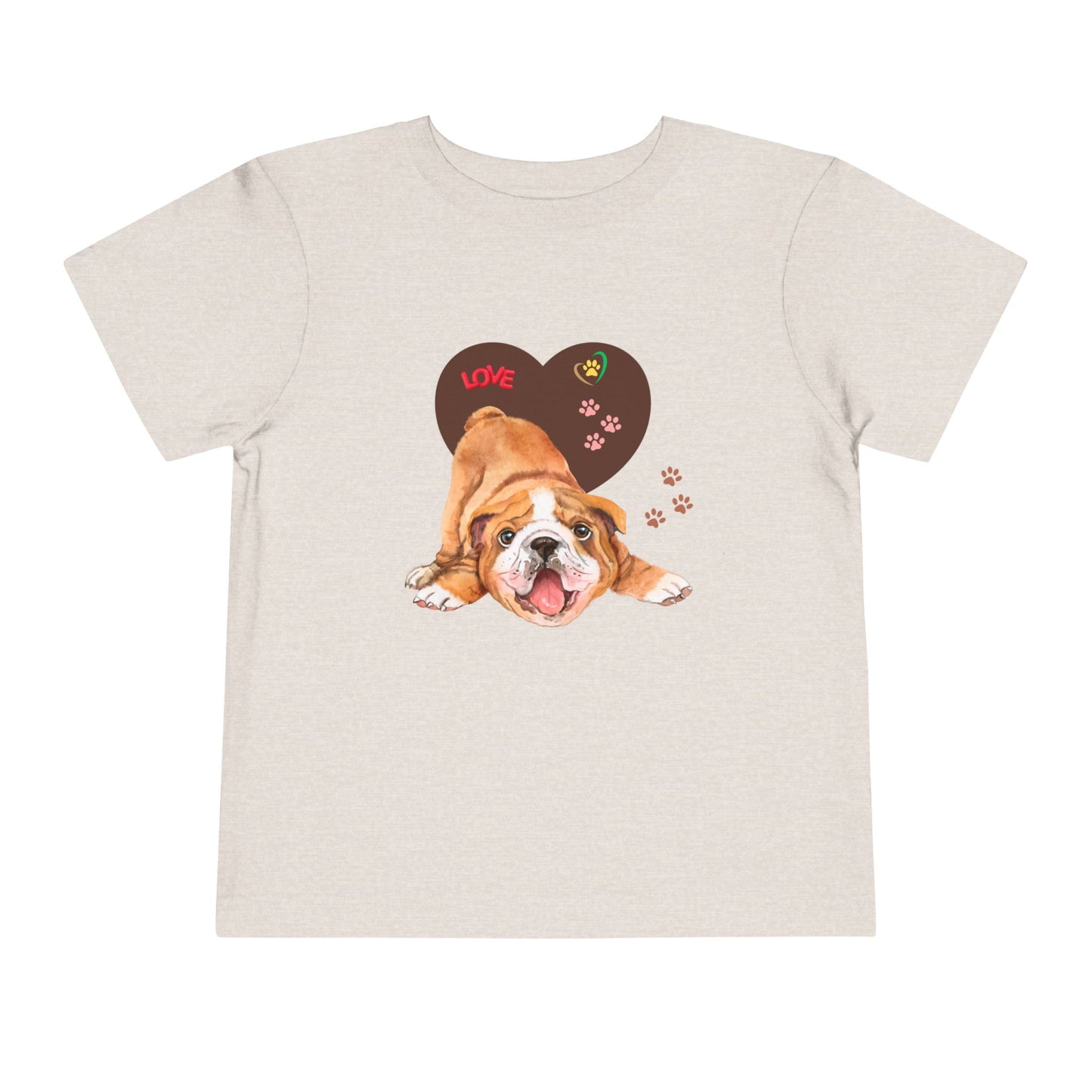 Bulldog Love Toddler Tee - Cute Dog Shirt, Baby Gift, Pet Lover Apparel, Kids Summer Style, Adorable Animal Tee