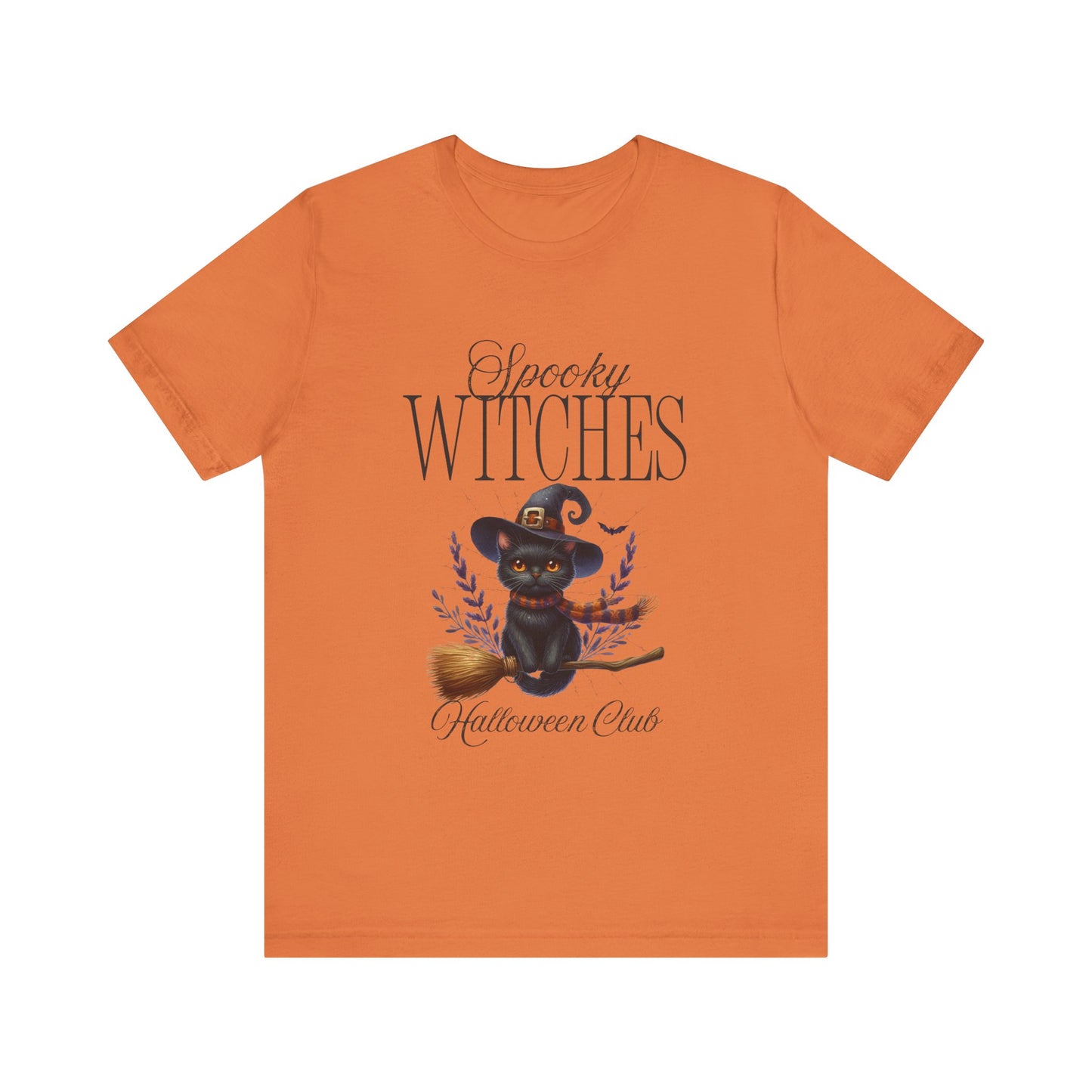 Spooky Witches Halloween Tee, Unisex Short Sleeve Shirt, Witch T-Shirt, Halloween Costume Top, Cat Lovers Gift, Fall Fashion