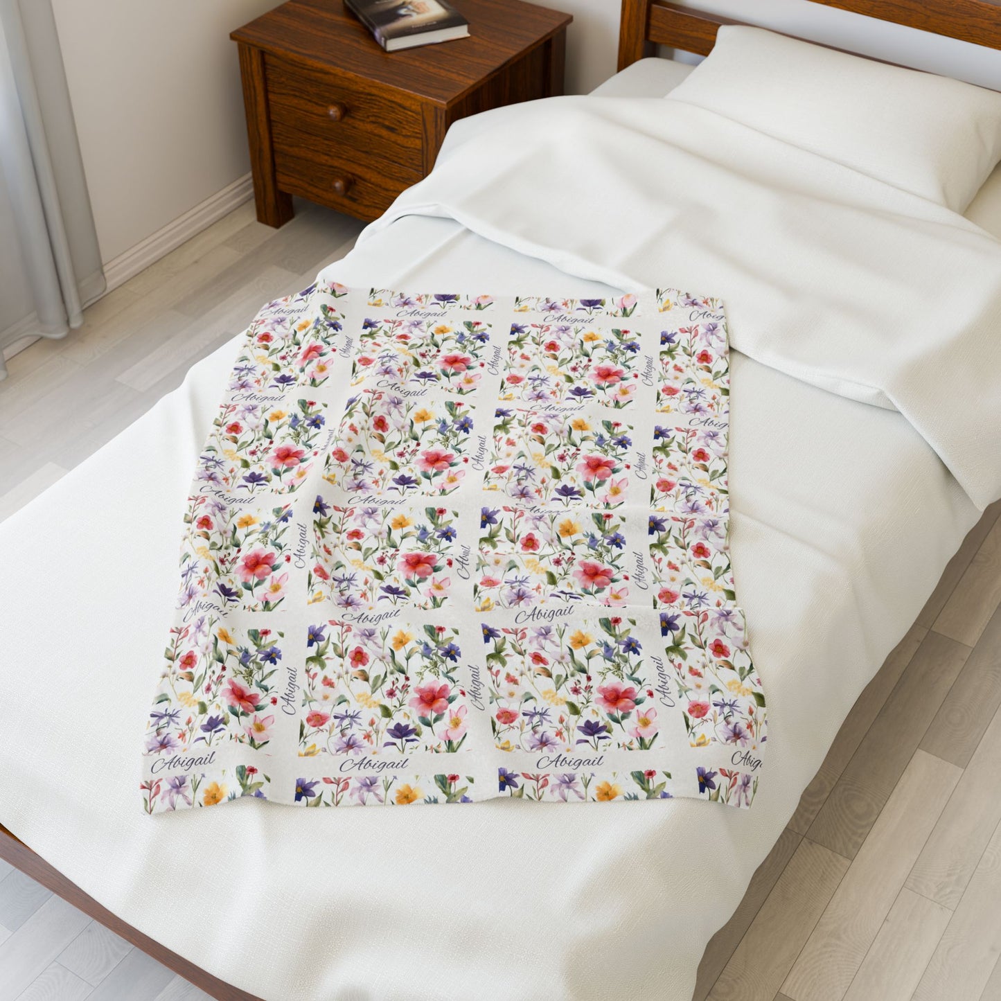 Floral Velveteen Plush Blanket - Cozy Throw for Home Decor, Snuggling, Gifts, Bed, or Couch