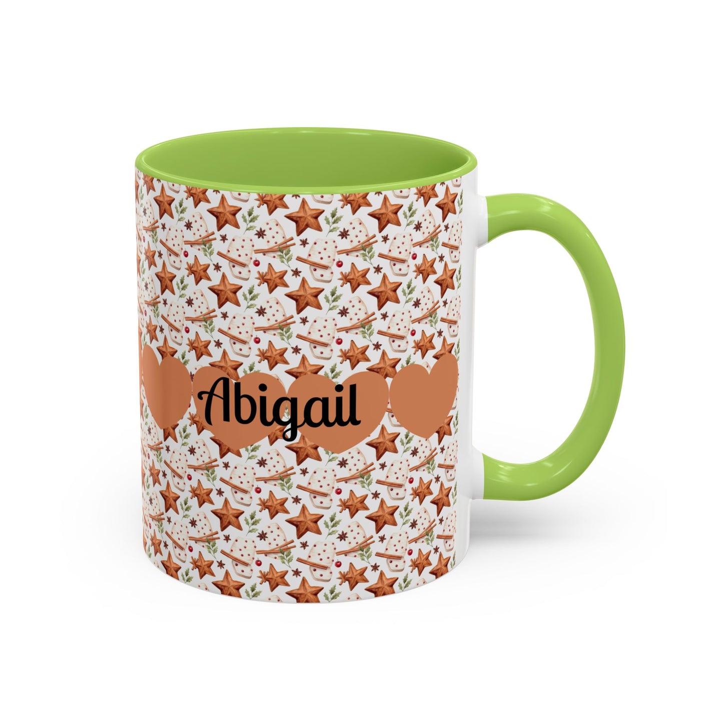 Personalized Accent Coffee Mug - Custom Gift, Floral Design, Heart Motif, Perfect for Birthdays, Anniversaries, Holidays