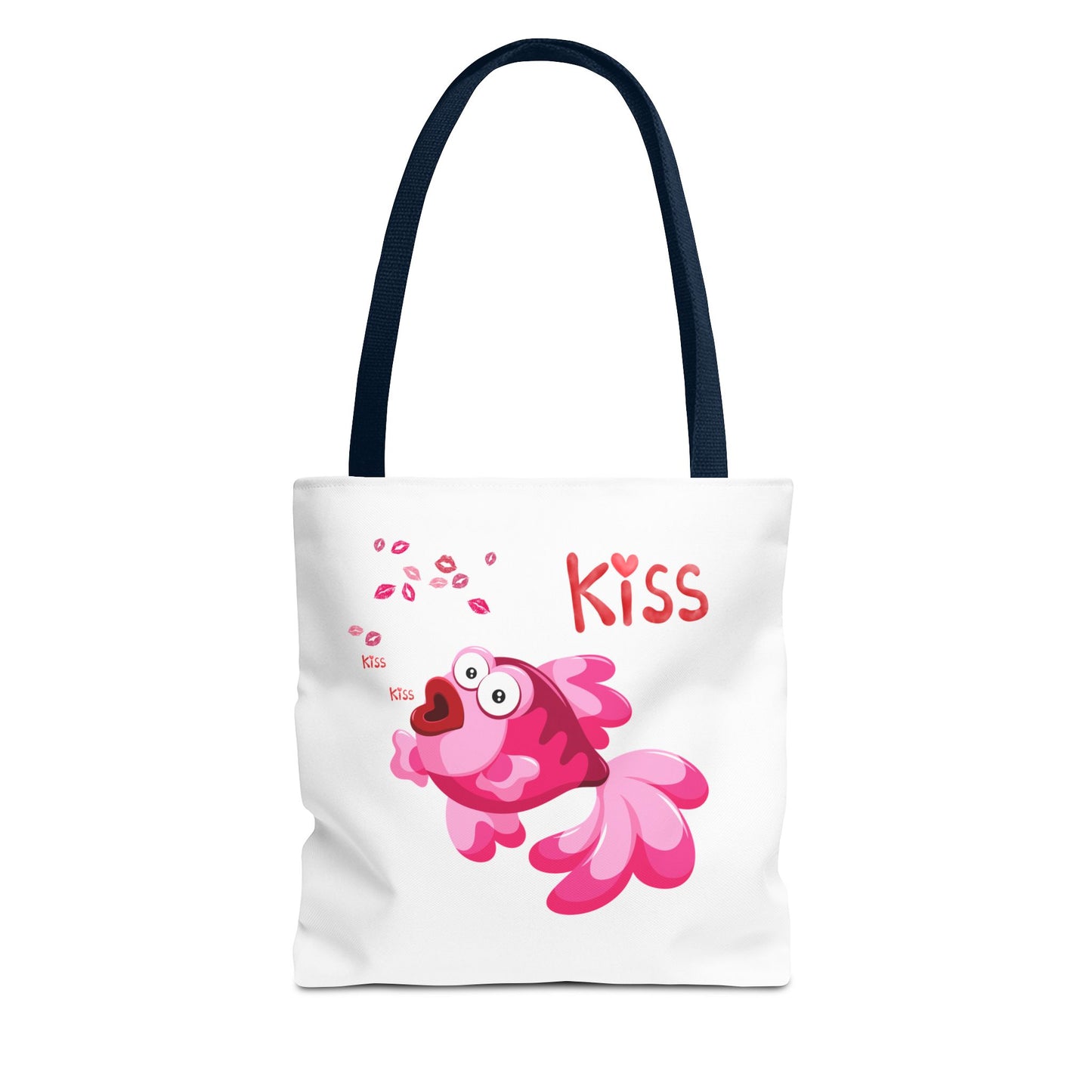 Pink fish with open mouth and kiss Tote Bag