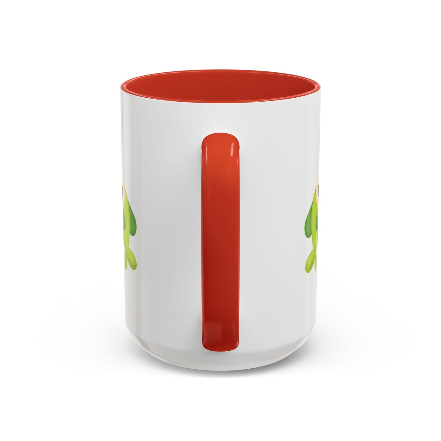 Two hearts float between the fish one red and one yellow. Coffee Mug