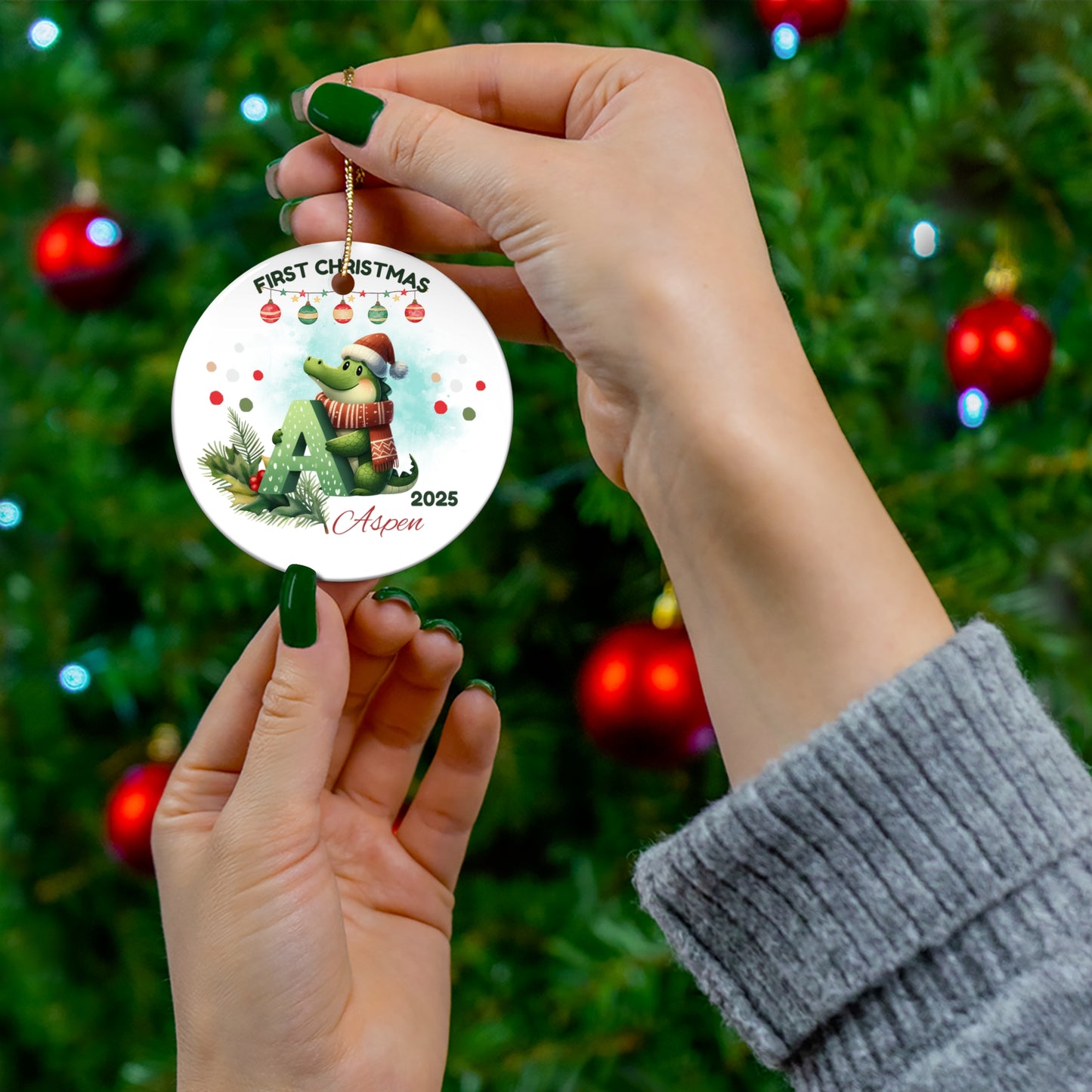 First Christmas Ceramic Ornament, Personalized Holiday Decor, Unique Gift for Baby's First Christmas, 2025 Keepsake, Custom Home Decoration