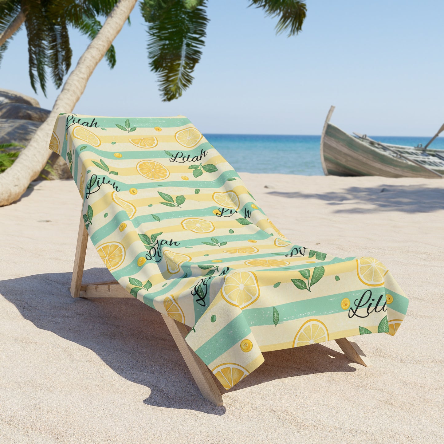 Lemon Stripe Beach Towel — Refreshing Citrus Summer Towel