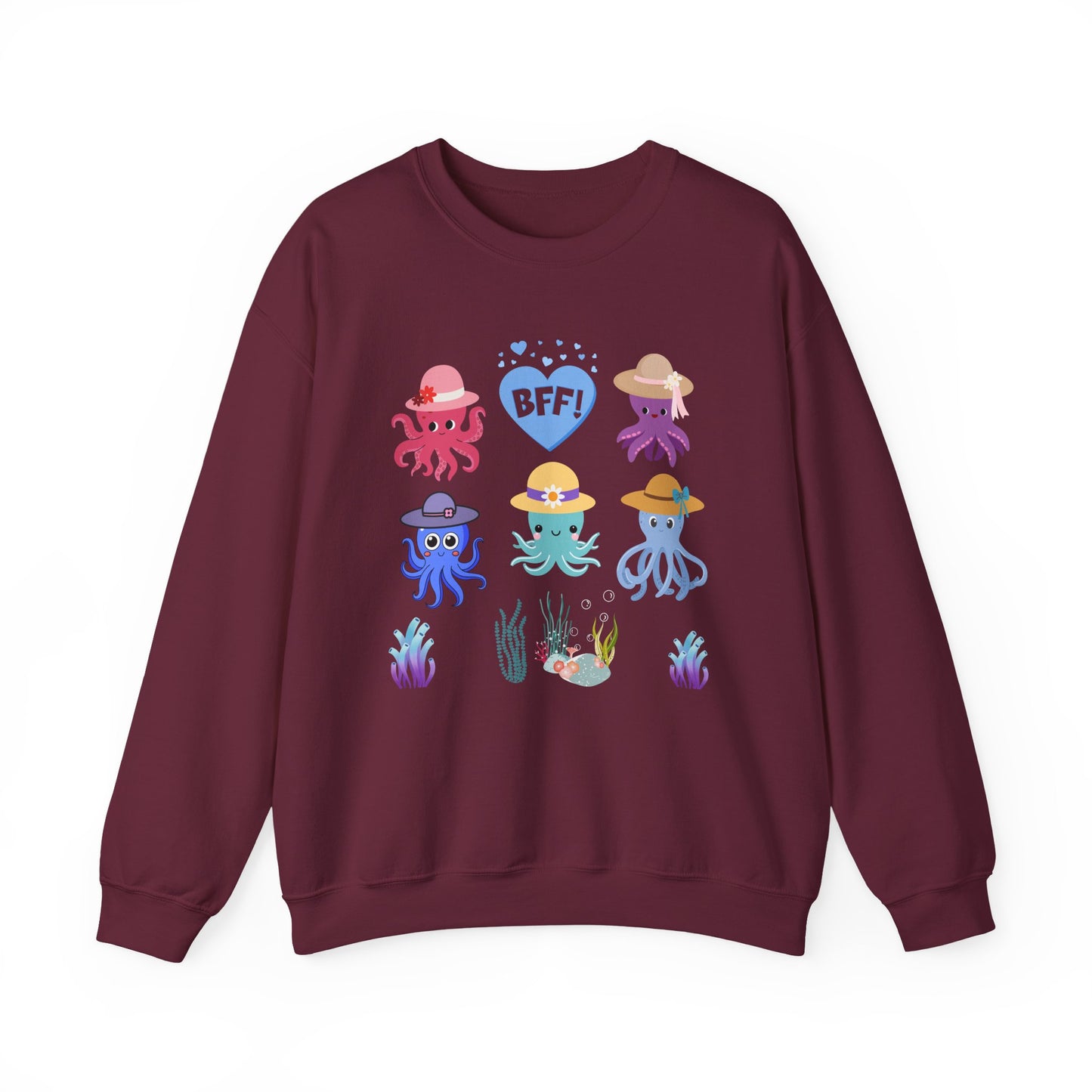 Cute Octopus BFF Sweatshirt, Gift for Friends, Ocean Lover Apparel, Matching Outfits, Cozy Crewneck for Celebrations