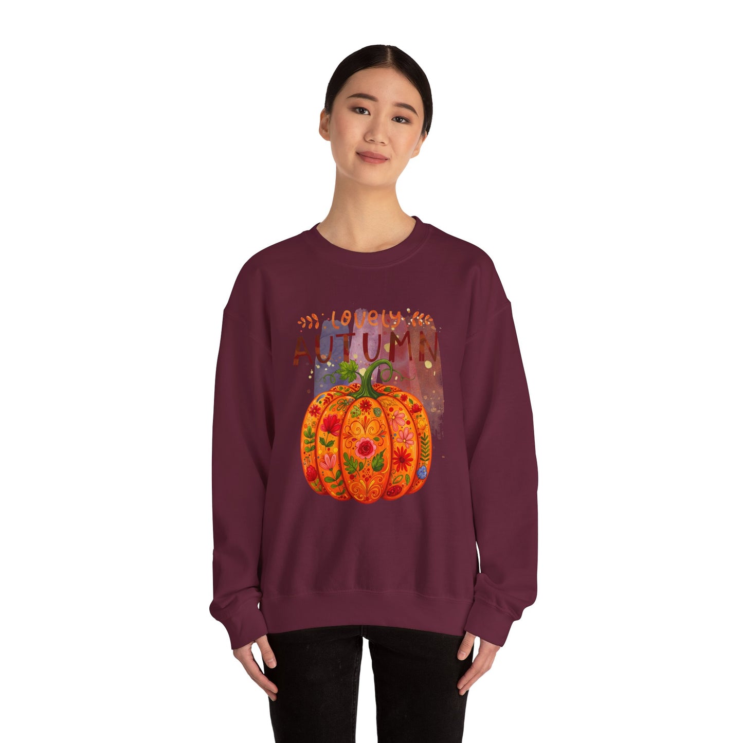 Cozy Autumn Sweatshirt, Fall Apparel, Pumpkin Crewneck, Unisex Sweater, Perfect for Thanksgiving, Seasonal Clothing