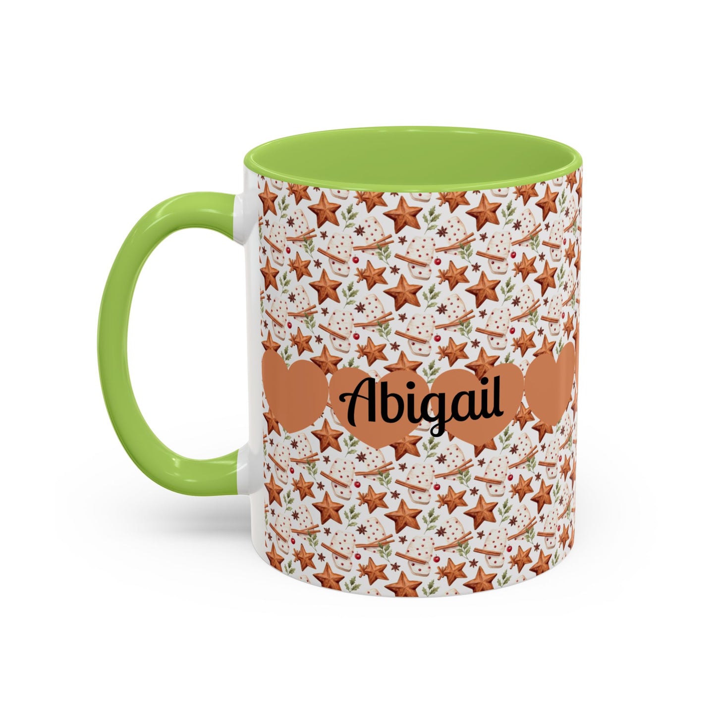 Personalized Accent Coffee Mug - Custom Gift, Floral Design, Heart Motif, Perfect for Birthdays, Anniversaries, Holidays