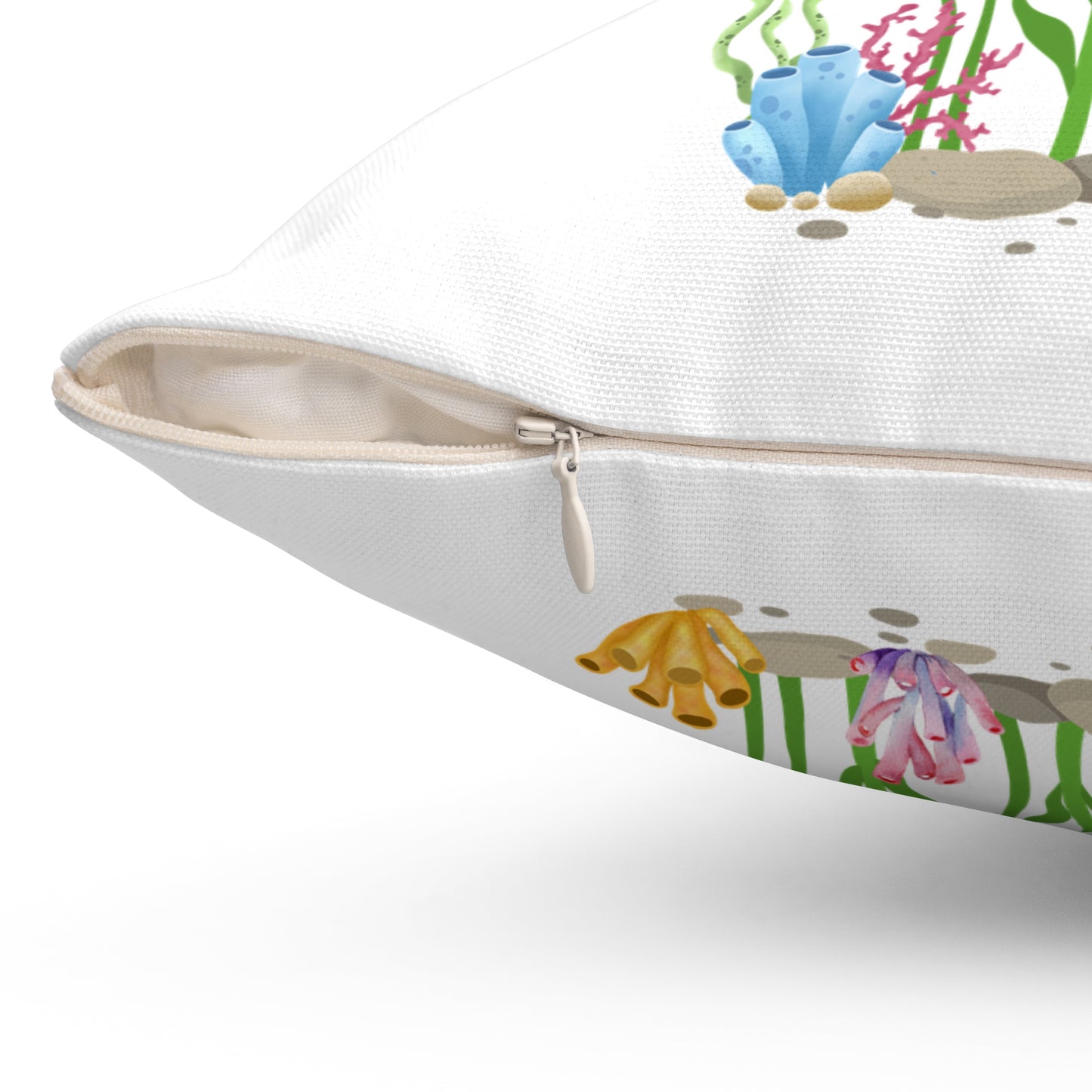 Two fish greet in underwater Spun Polyester Square Pillow