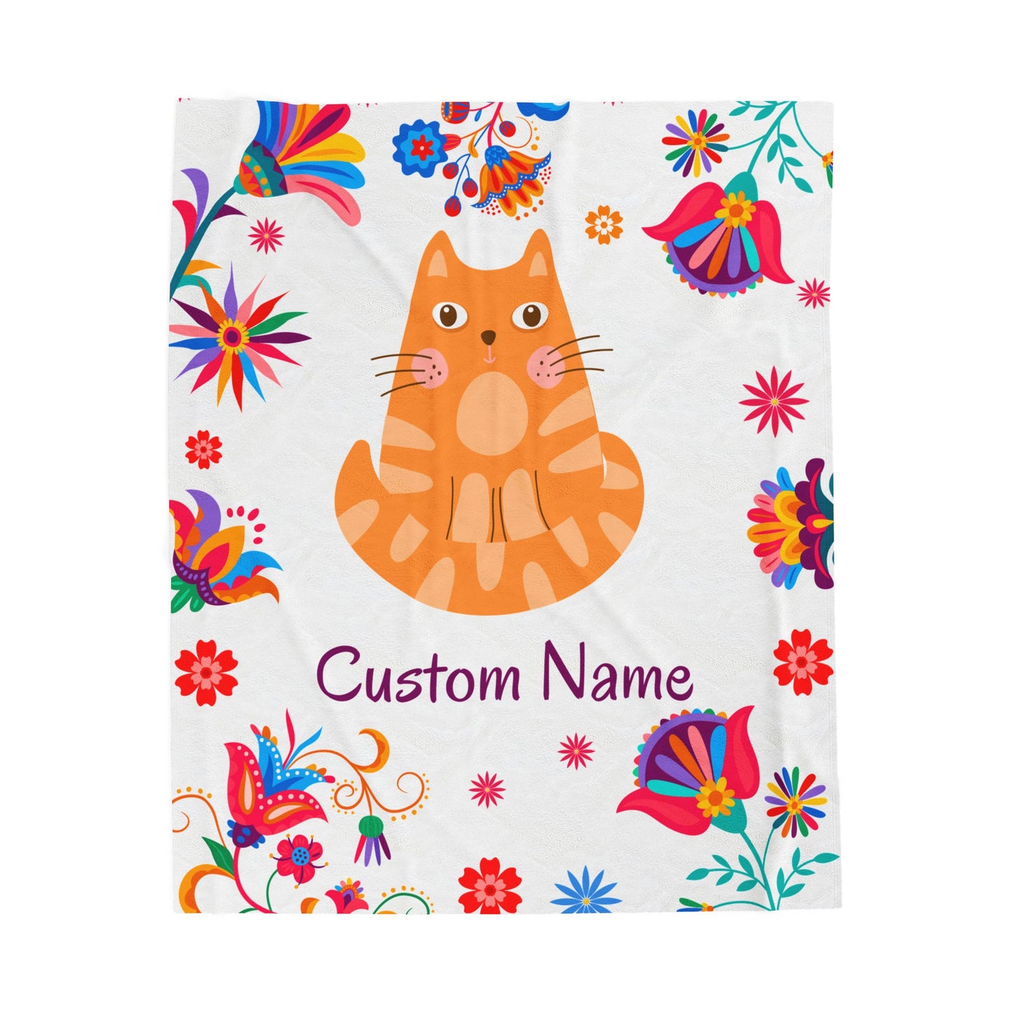 Custom Cat Velveteen Plush Blanket, Personalized Gift for Cat Lovers, Cozy Home Decor, Birthday, Holiday Blanket