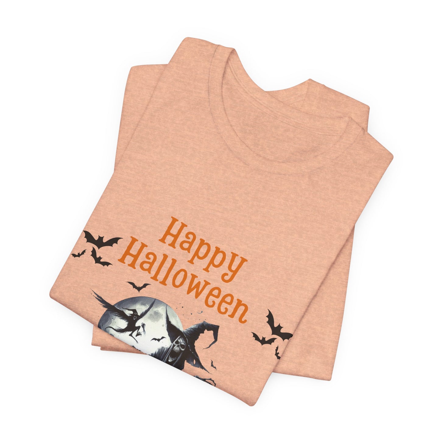 Happy Halloween Unisex Tee, Spooky T-Shirt, Halloween Gift, Fall Wardrobe Essential, Ghosts and Ghouls Vibe