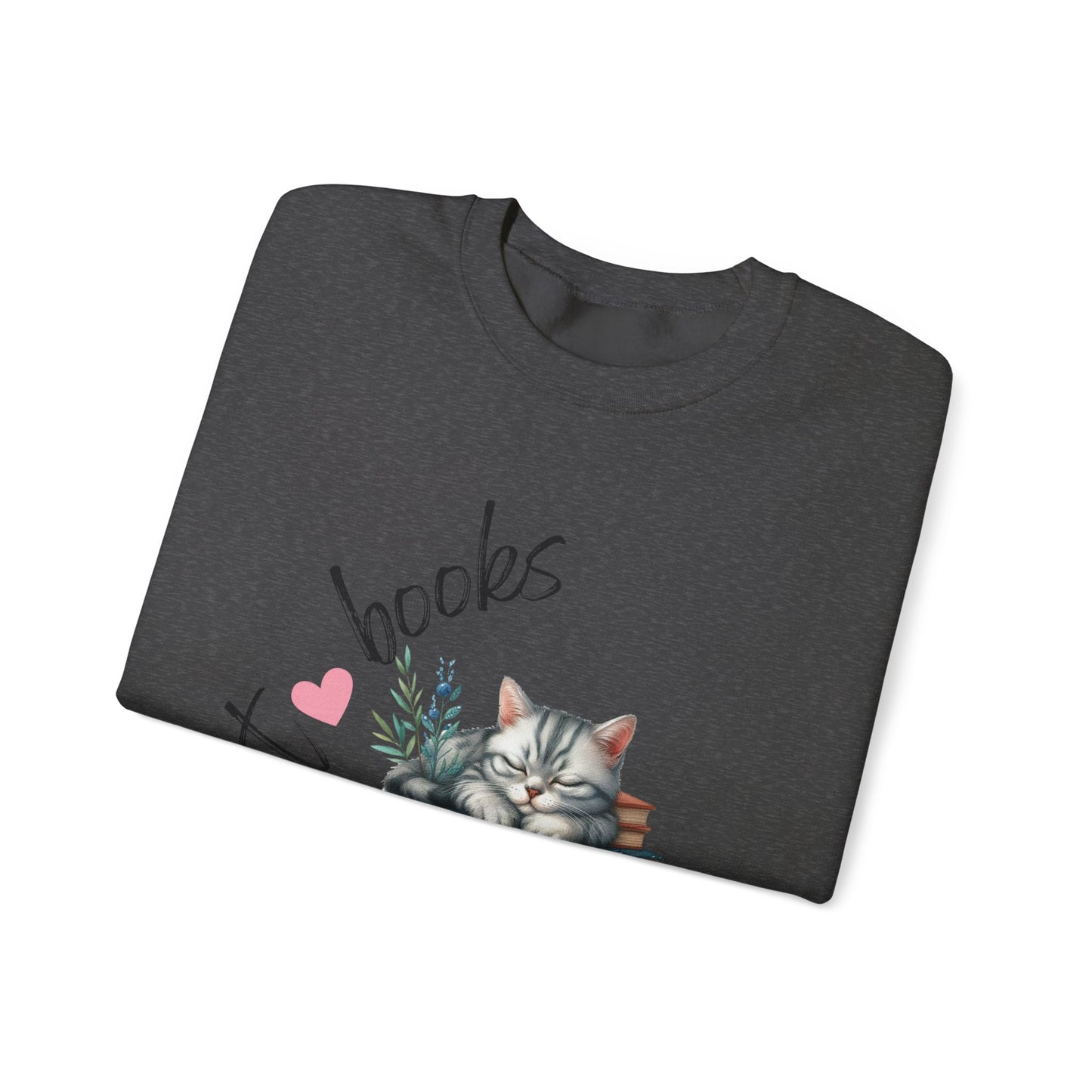 Cozy Cat Lover Crewneck Sweatshirt - Great for Book Lovers, Cat Enthusiasts, Gifts, Casual Wear, Cozy Nights
