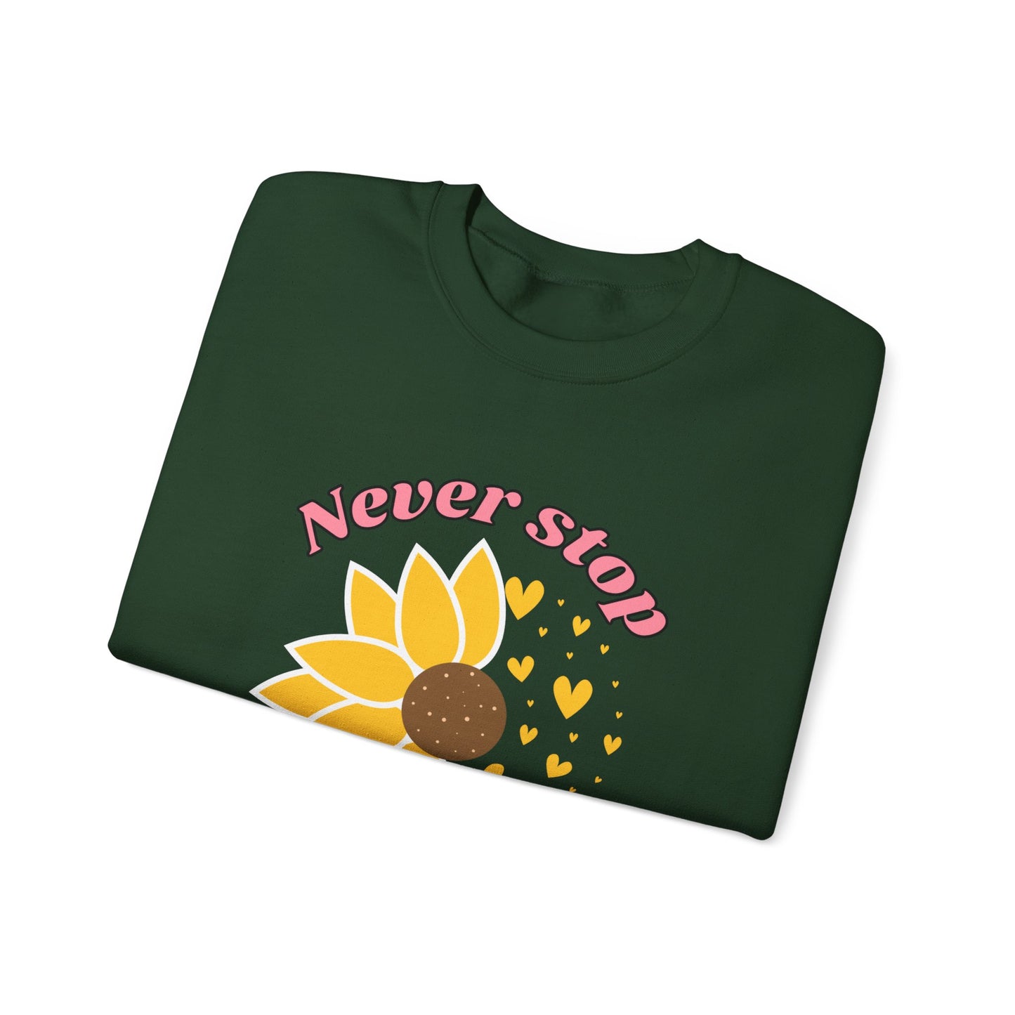 Blooming Inspiration Crewneck Sweatshirt, Never Stop Growing Sweatshirt, Motivational Gift, Spring Fashion, Cozy Layering Piece