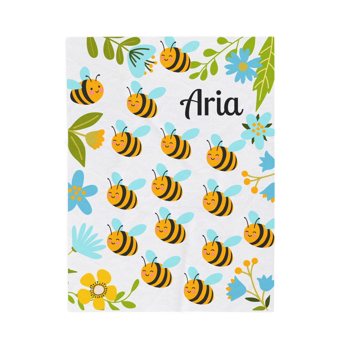 Personalized Bee-Themed Velveteen Plush Blanket, Cozy Throw for Kids, Nursery Decor, Baby Shower Gift, Children's Room