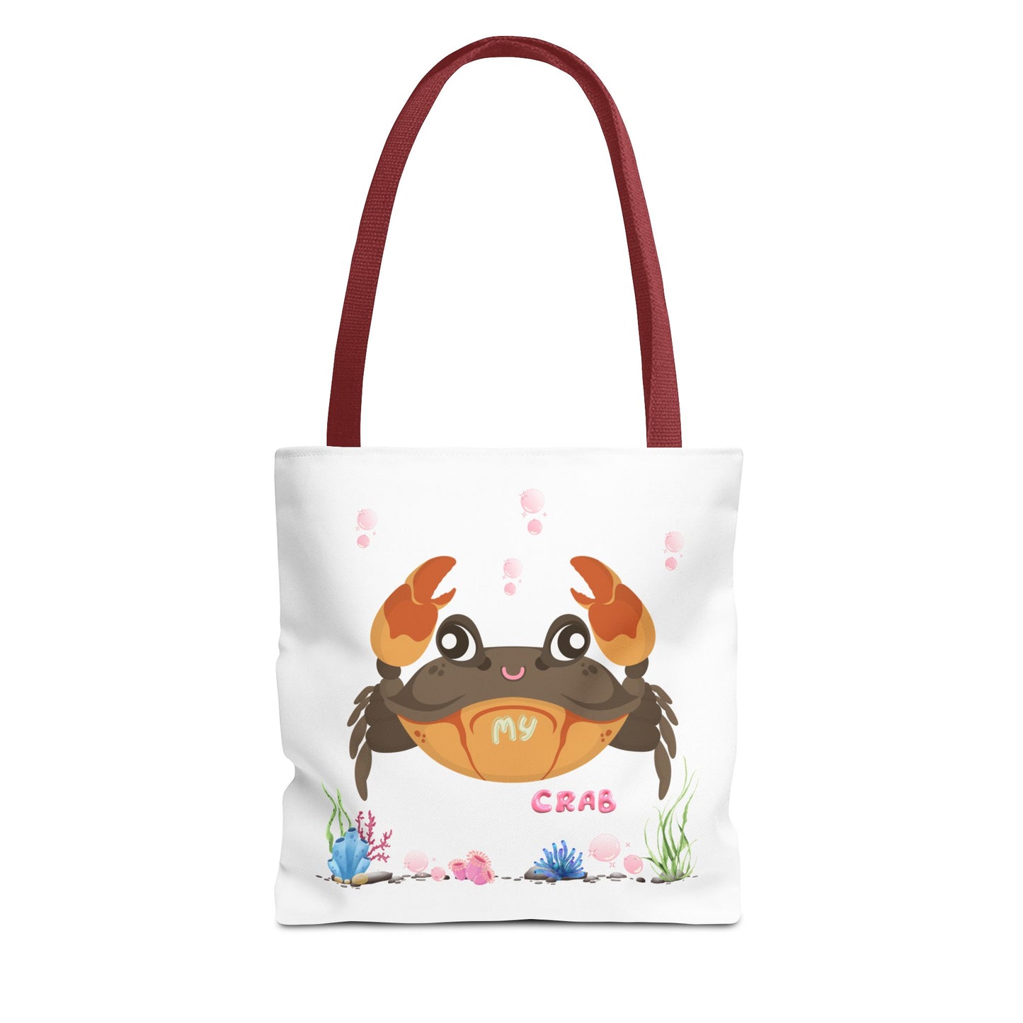 Crab with subtle bubbles and underwater flora Tote Bag