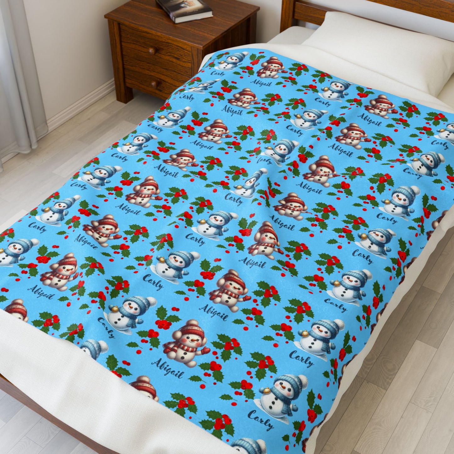 Cozy Velveteen Plush Blanket with Personalized Designs for Kids, Winter Decor, Family Gift, Pet Blanket, Holiday Snuggle