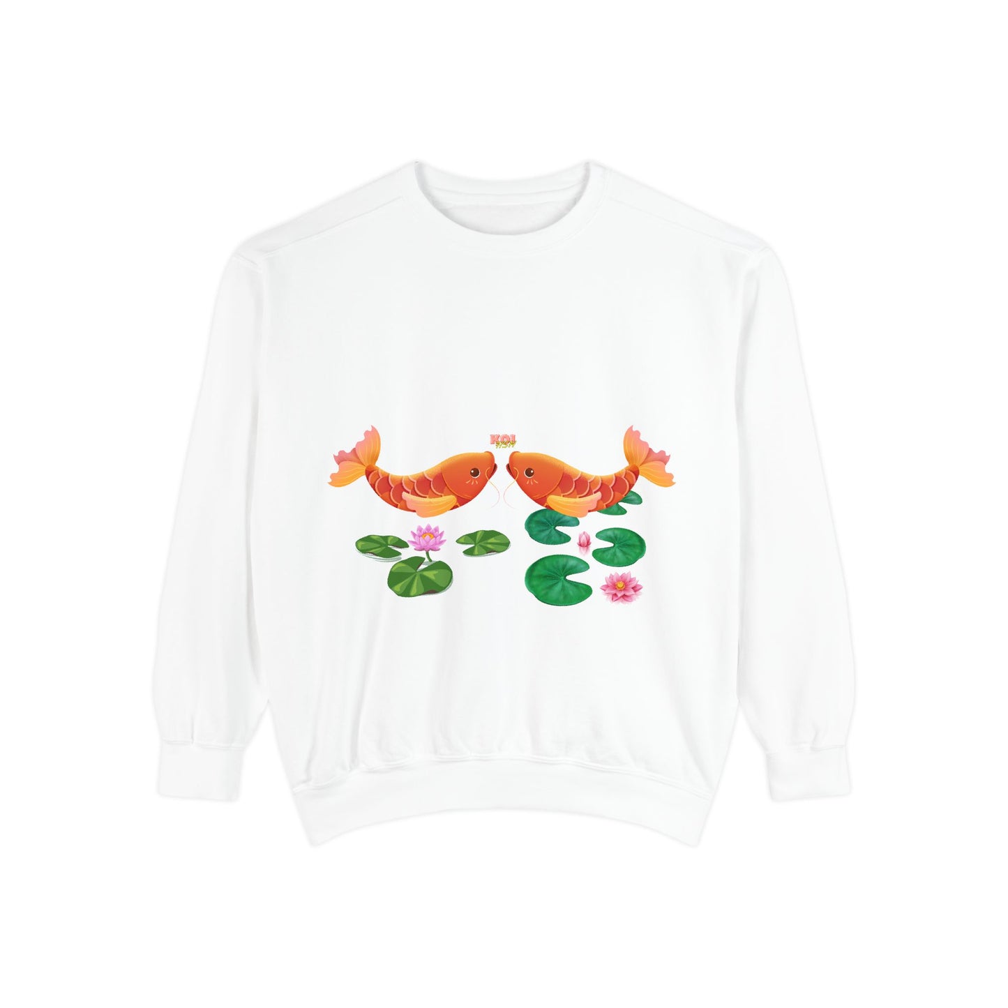 Golden koi fish with lotus flowers Unisex Garment-Dyed Sweatshirt