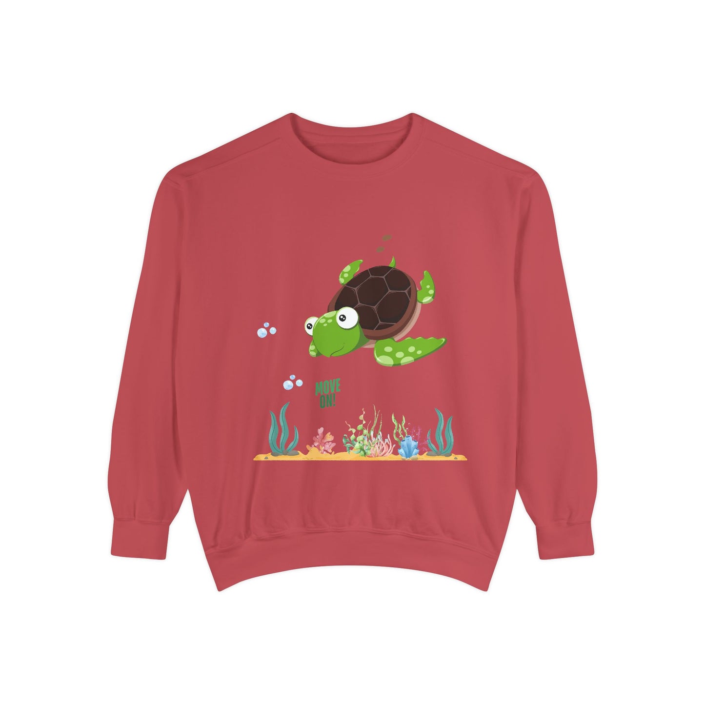 Turtle with seaweed and bubble Unisex Garment-Dyed Sweatshirt