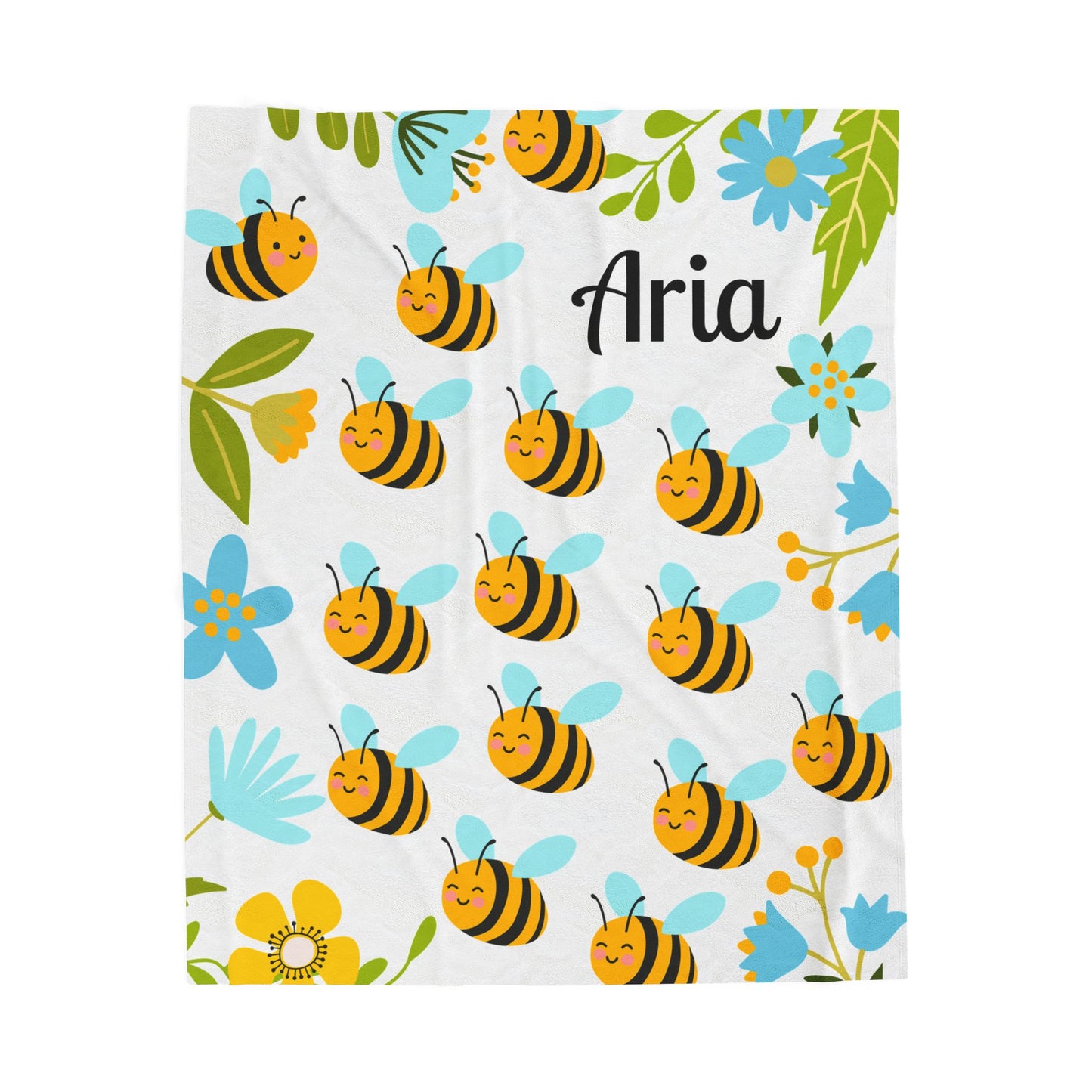 Personalized Bee-Themed Velveteen Plush Blanket, Cozy Throw for Kids, Nursery Decor, Baby Shower Gift, Children's Room
