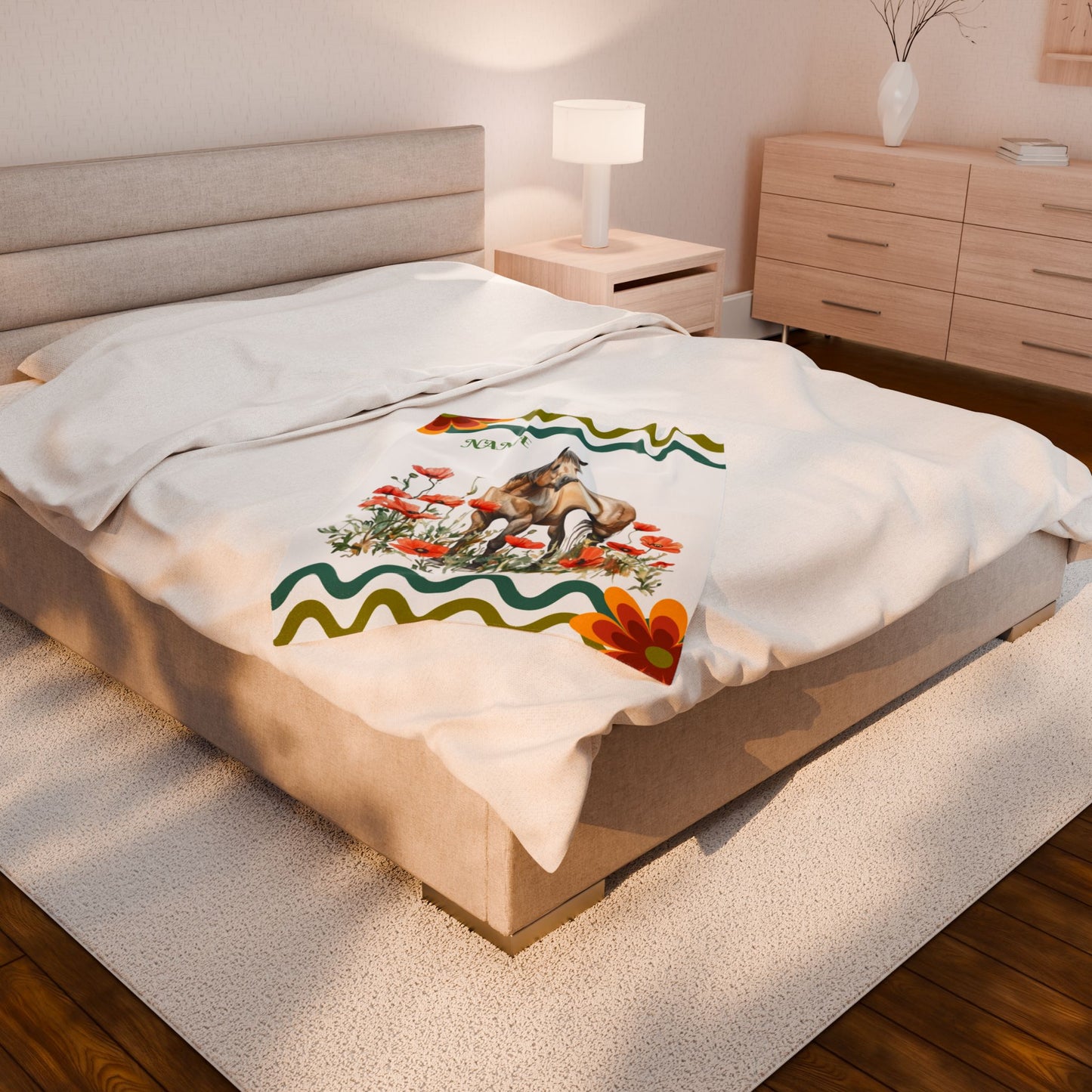 Personalized Horse-Themed Velveteen Plush Blanket, Cozy Throw for Horse Lovers, Warm Gift for Birthdays, Home Decor, Kids' Room