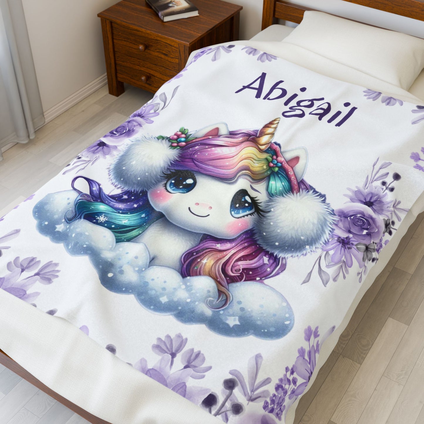 Personalized Unicorn Plush Blanket, Cozy Comfort for Kids, Custom Name Gift, Soft Throw Blanket, Perfect for Birthdays & Baby Showers