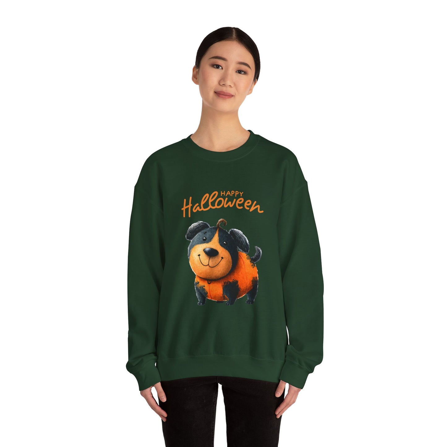Halloween Dog Sweatshirt, Cozy Unisex Crewneck for Fall, Pet Lovers Gift, October Celebration Apparel, Cute Halloween Top